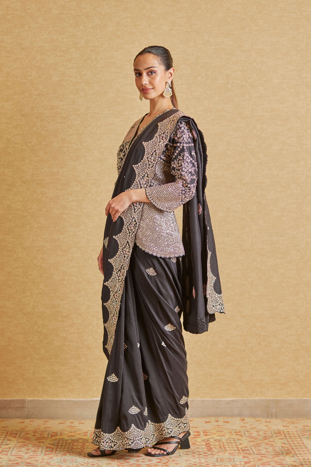 Black Embroidered Saree