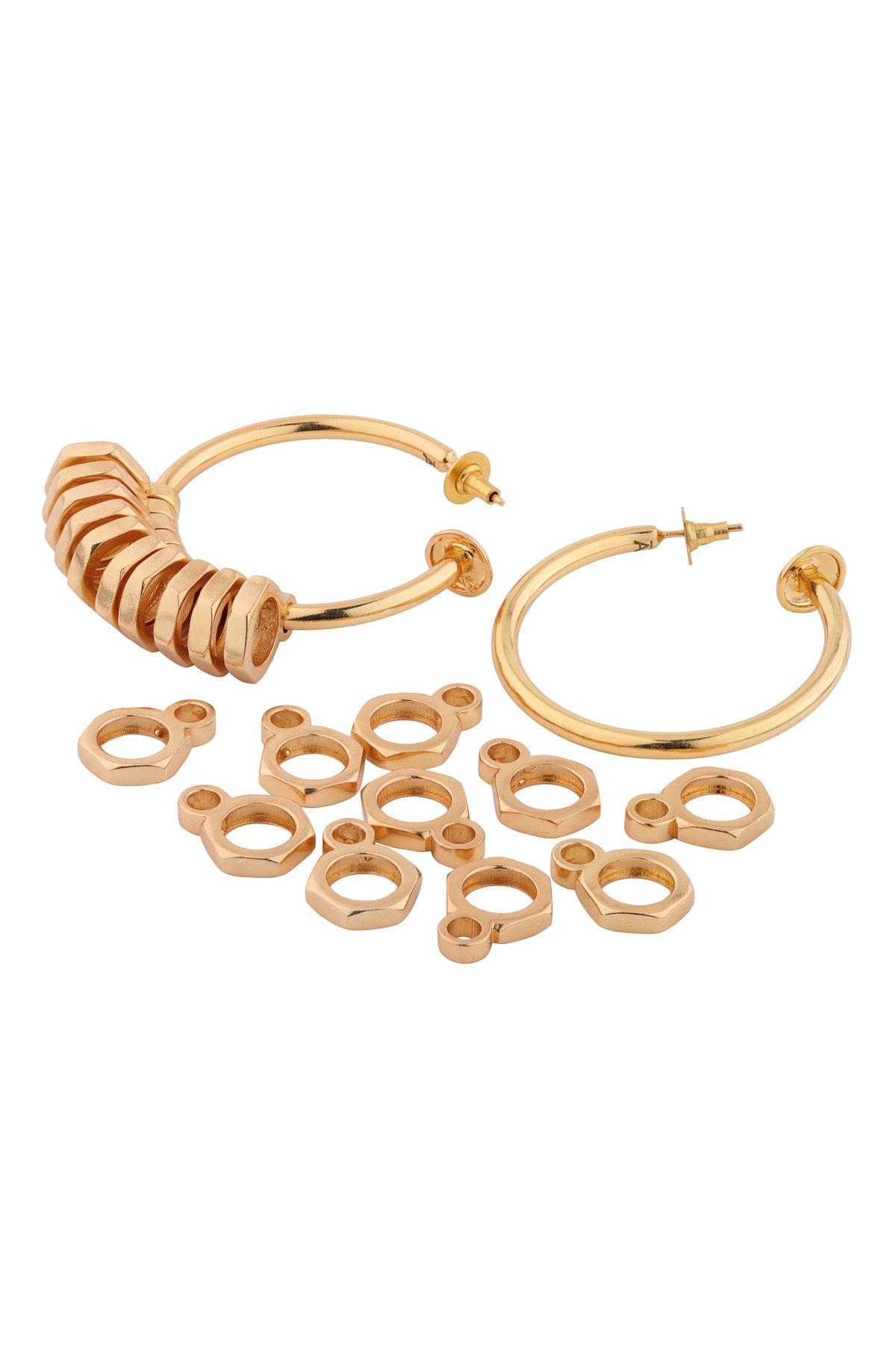 Golden Locknut Hoops Earring