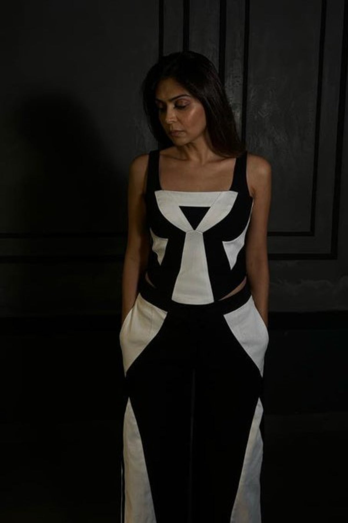 Black &amp; White Patchwork Corset