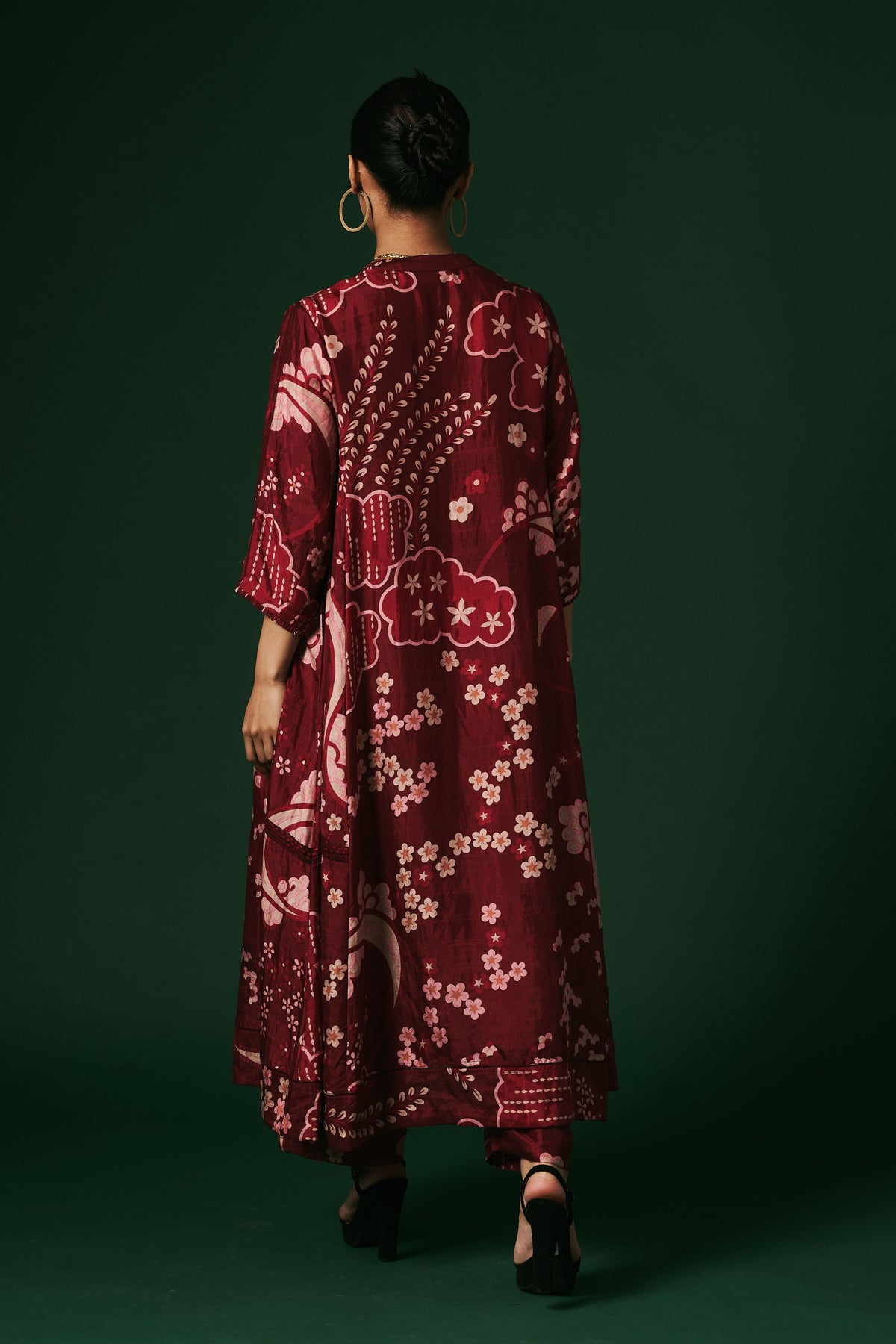 Deep Red Hand Printed Kurta Set