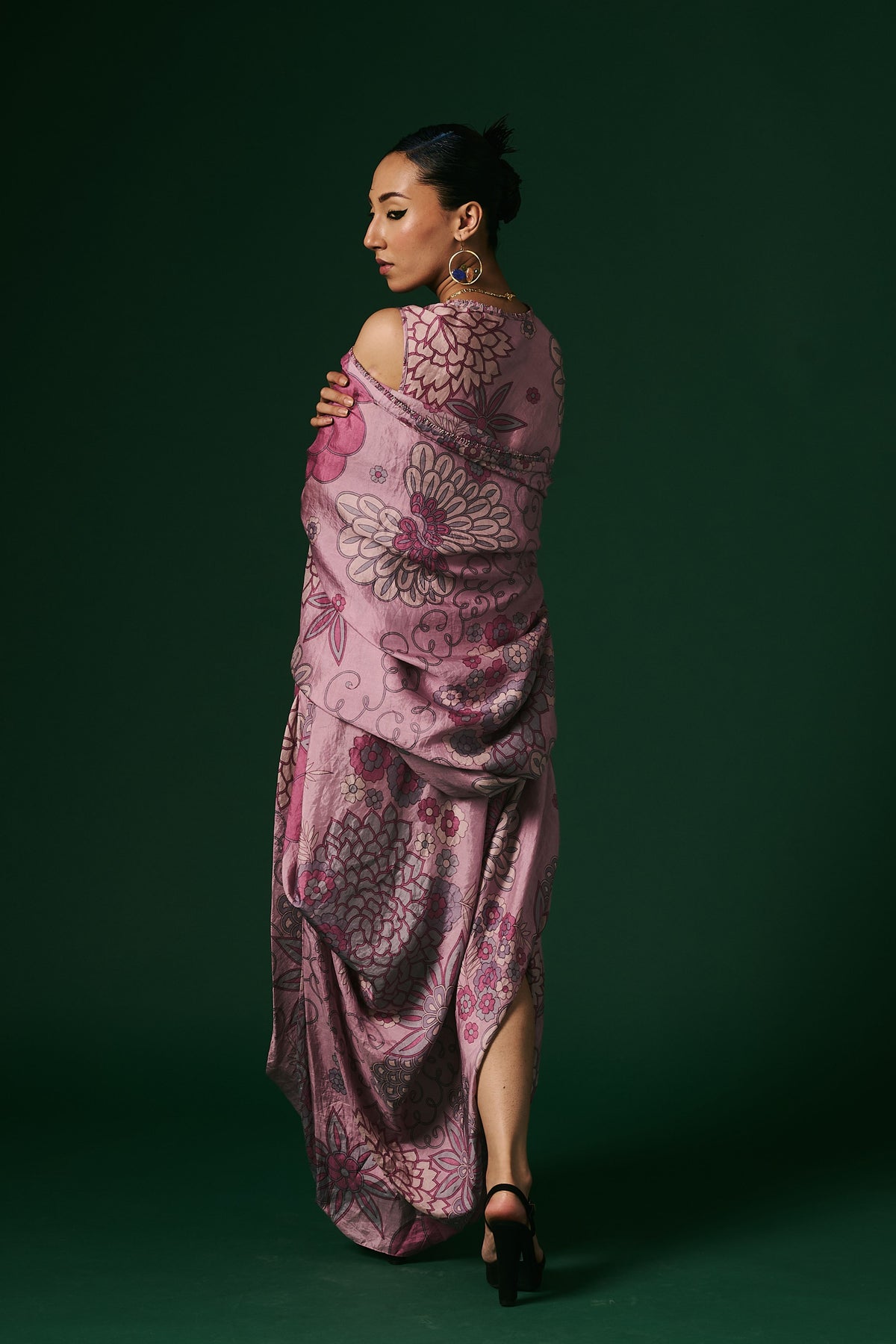 Onion Pink Hand Printed Drape Dress