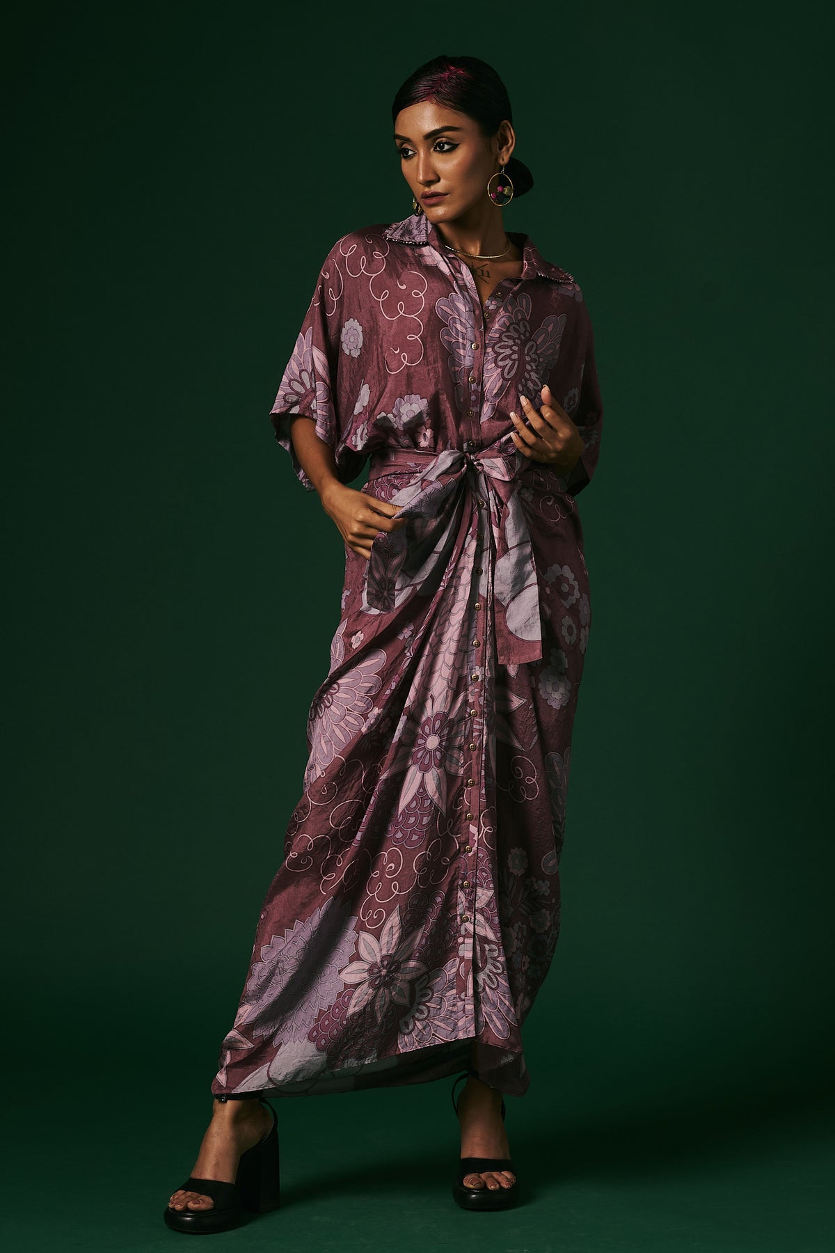 Deep Onion Pink Draped Dress