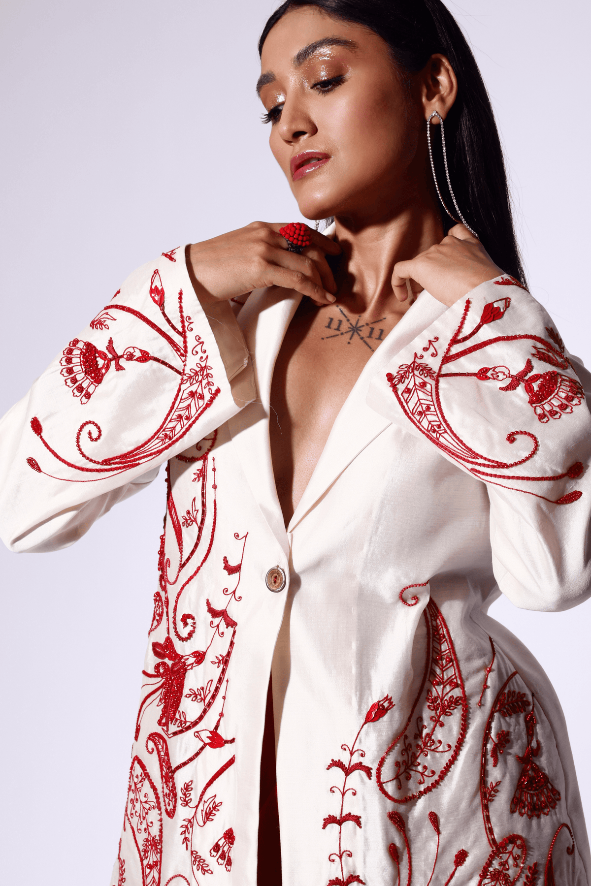 Silk Embroidered Blazer