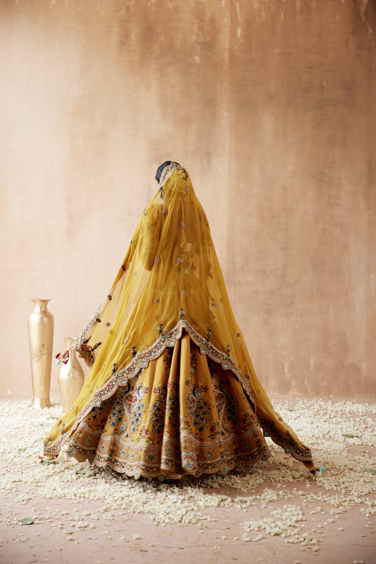 Mustard Embroidery Lehenga Set