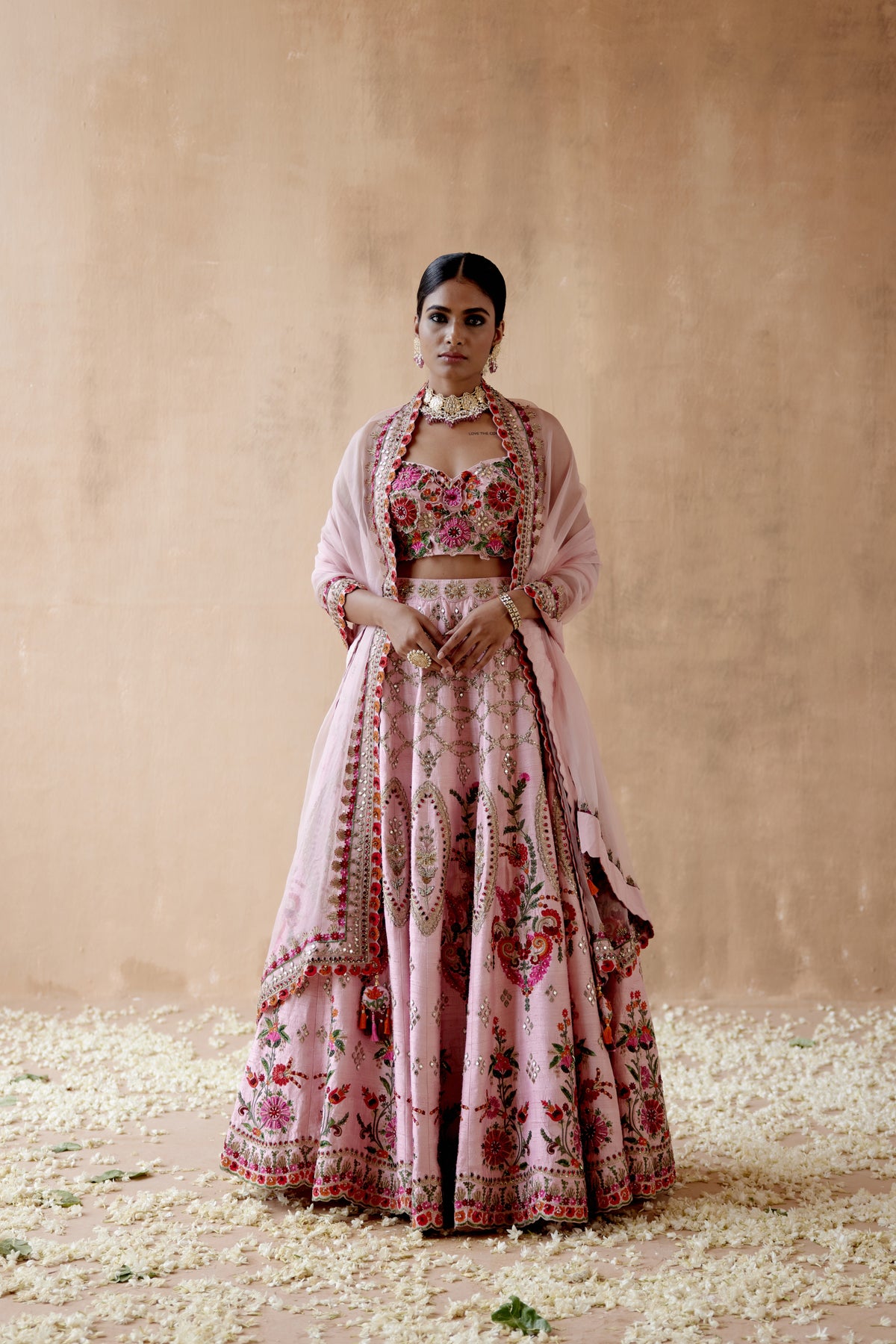 Pink Raw Silk Lehenga Set