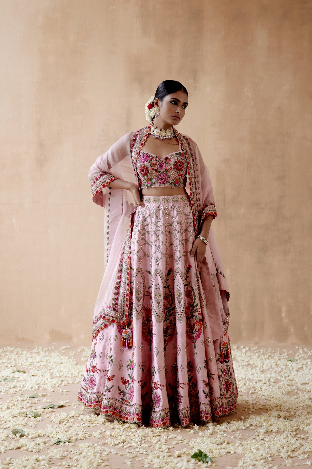 Pink Raw Silk Lehenga Set