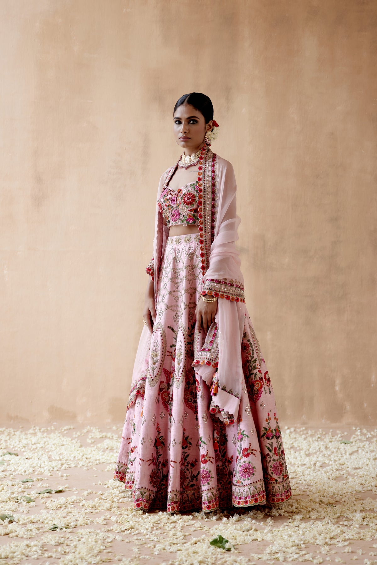 Pink Raw Silk Lehenga Set