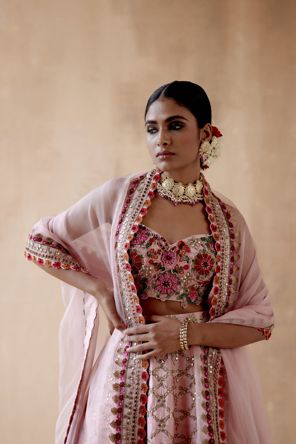 Pink Raw Silk Lehenga Set