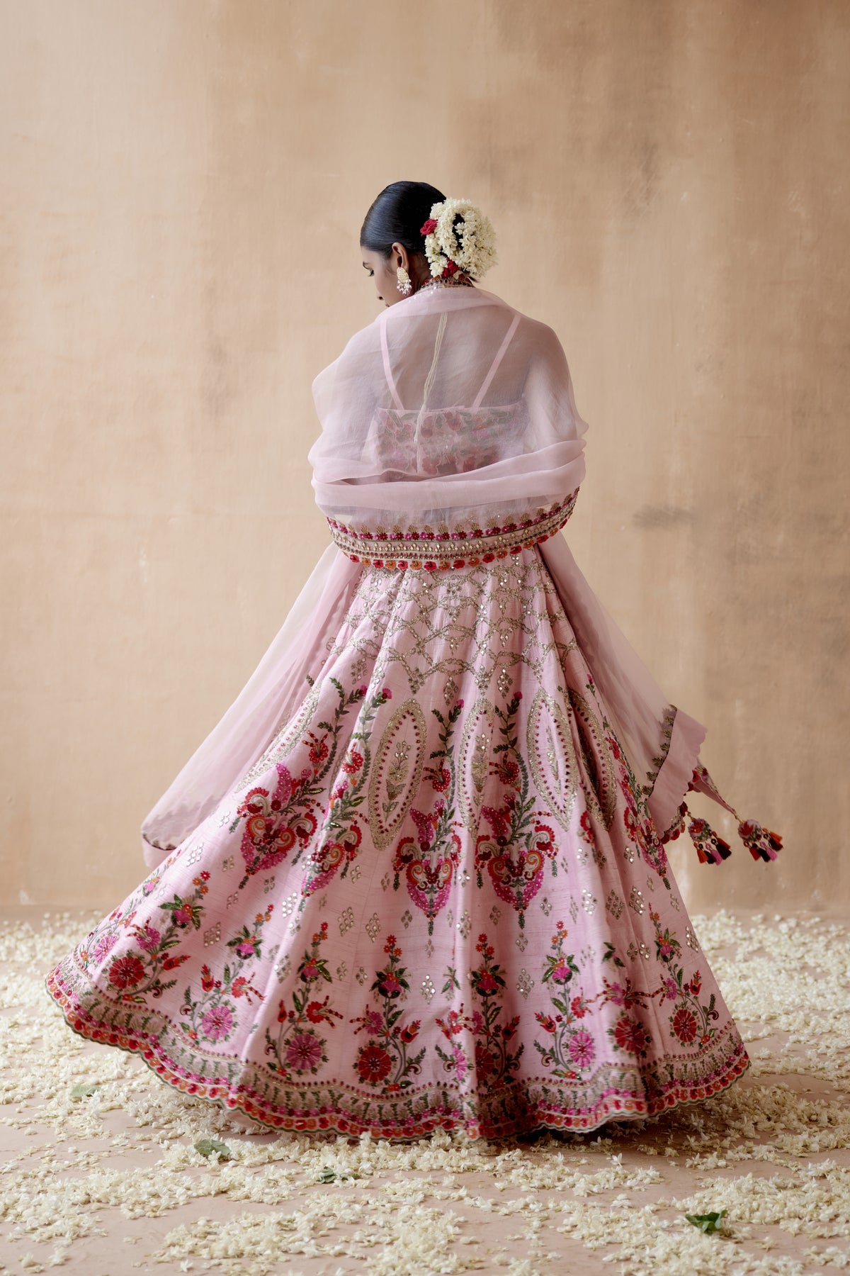 Pink Raw Silk Lehenga Set