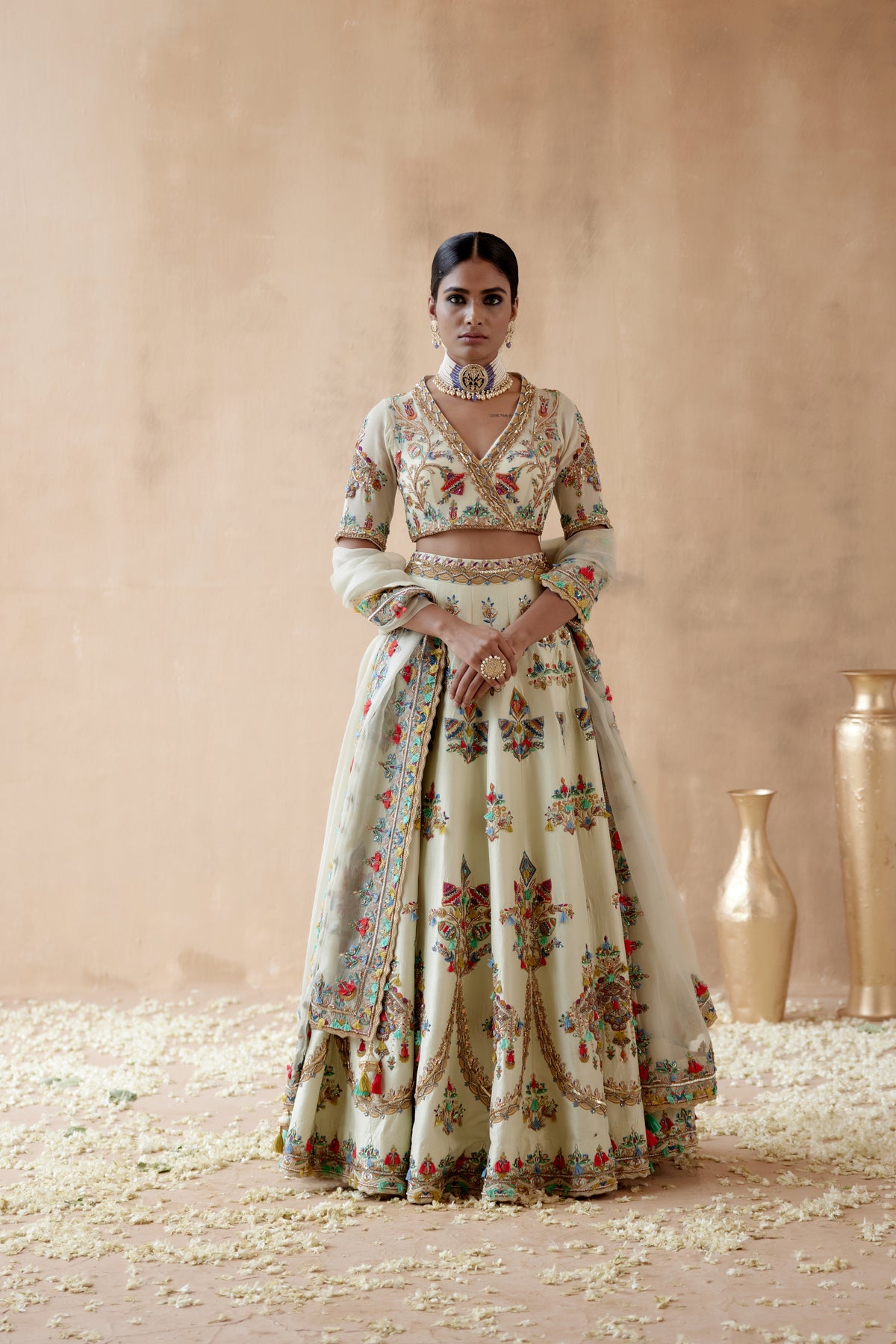 Mint Green Embroidery Lehenga Set