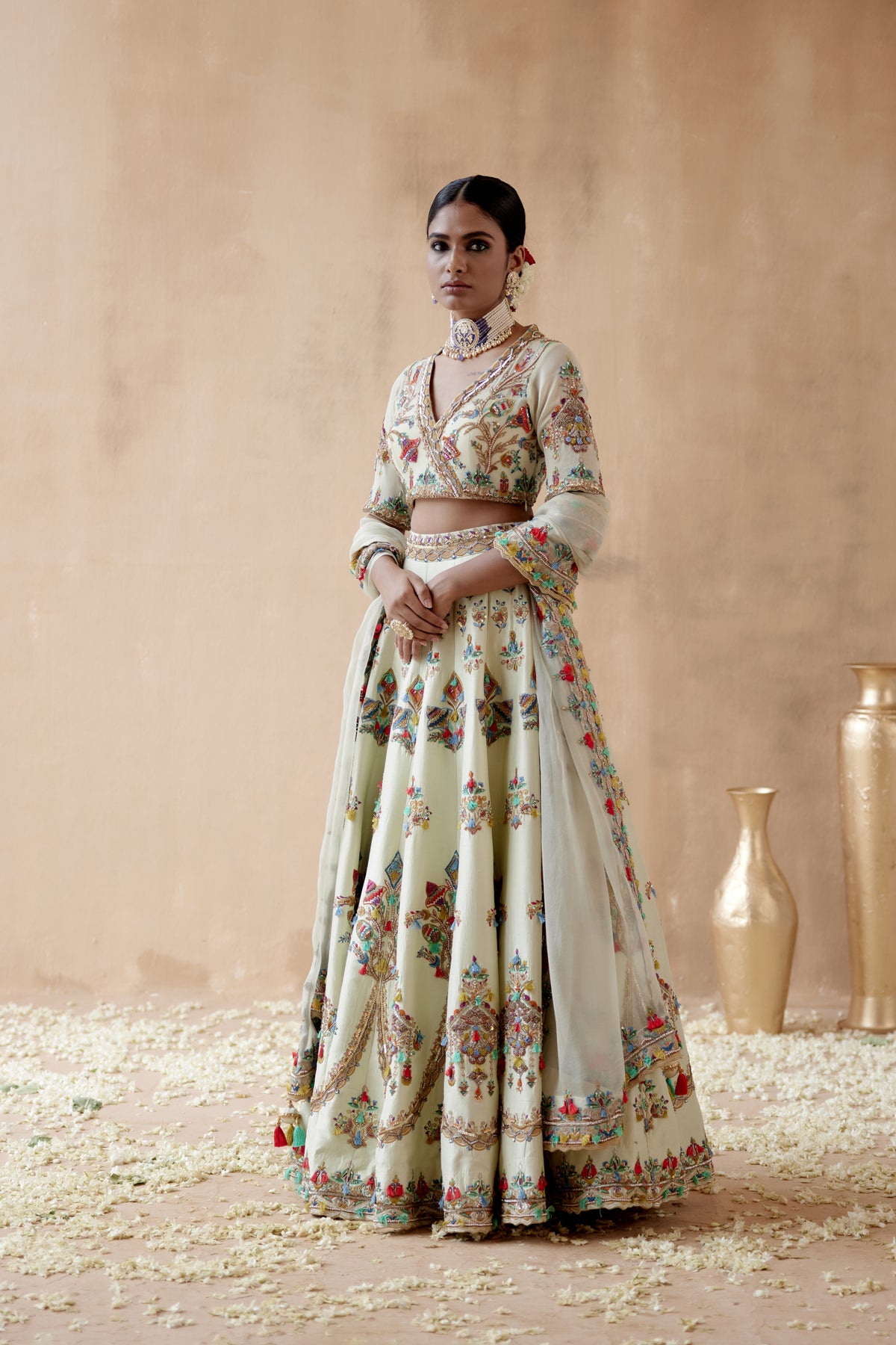 Mint Green Embroidery Lehenga Set