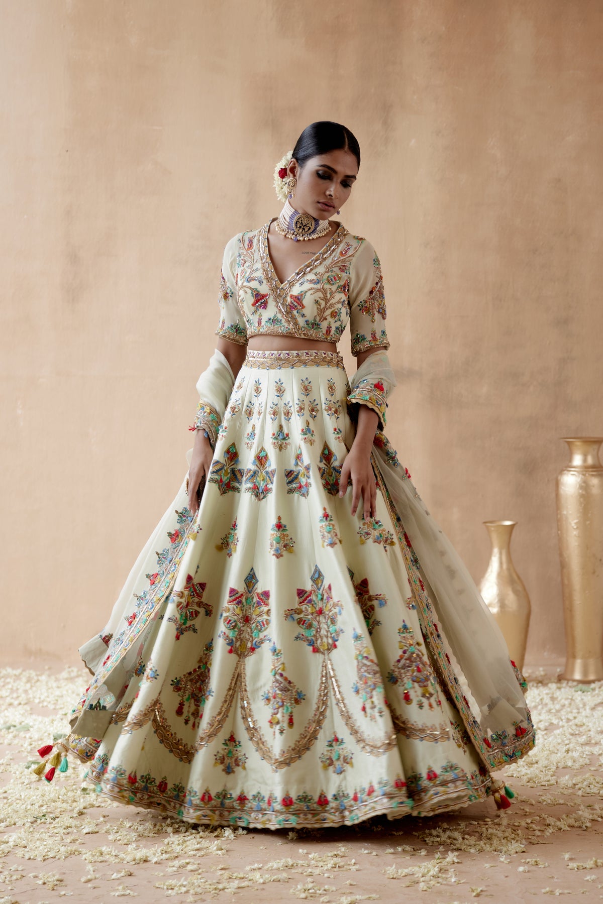 Mint Green Embroidery Lehenga Set