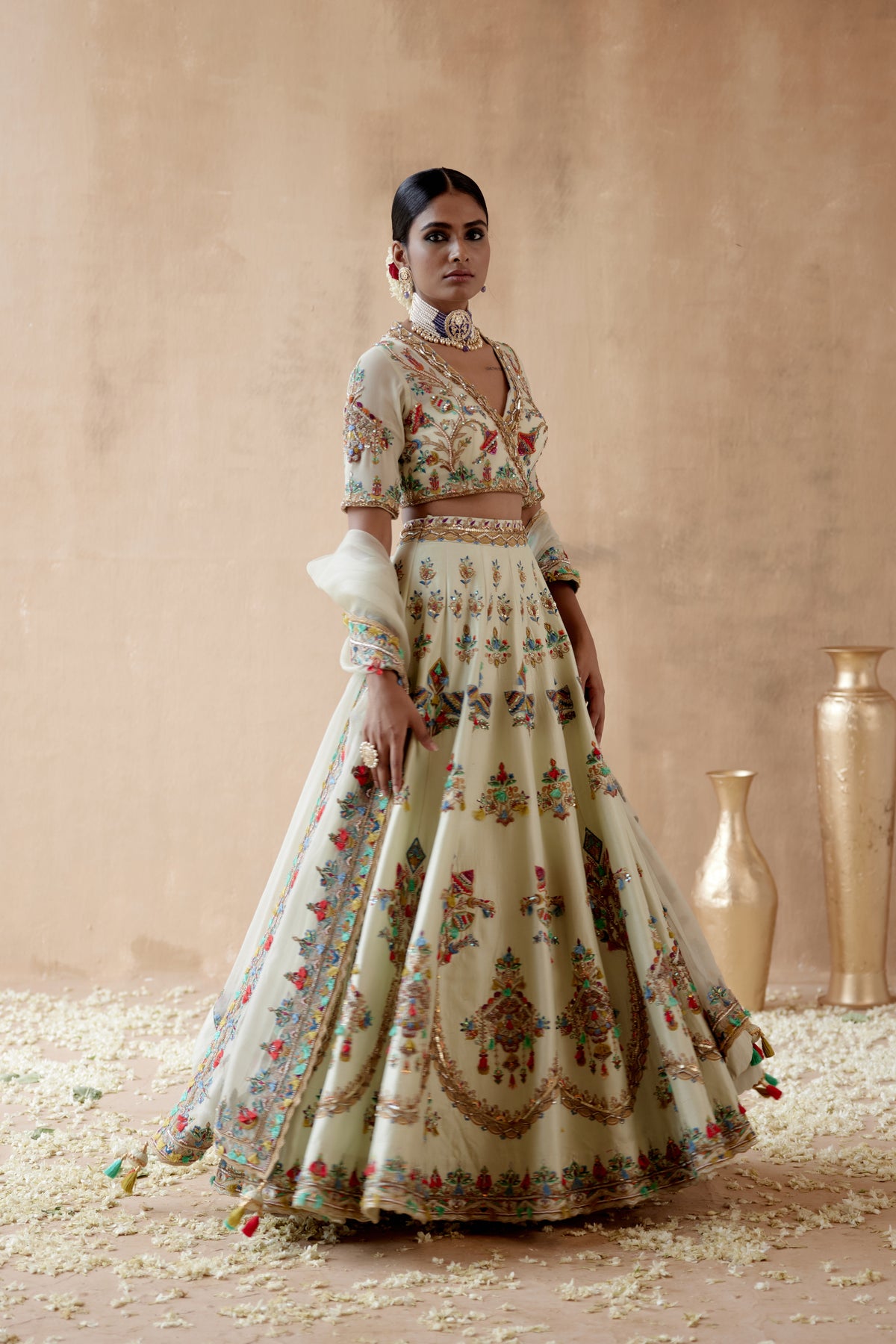 Mint Green Embroidery Lehenga Set