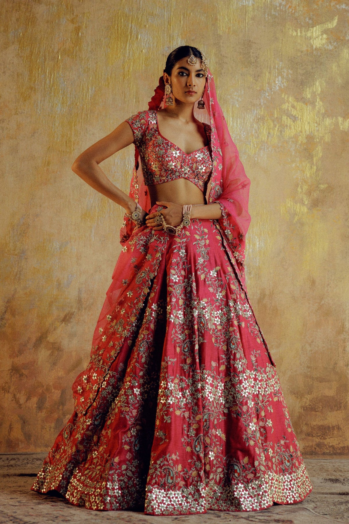 Fuschai Pink Heavy Scallop Lehenga Set