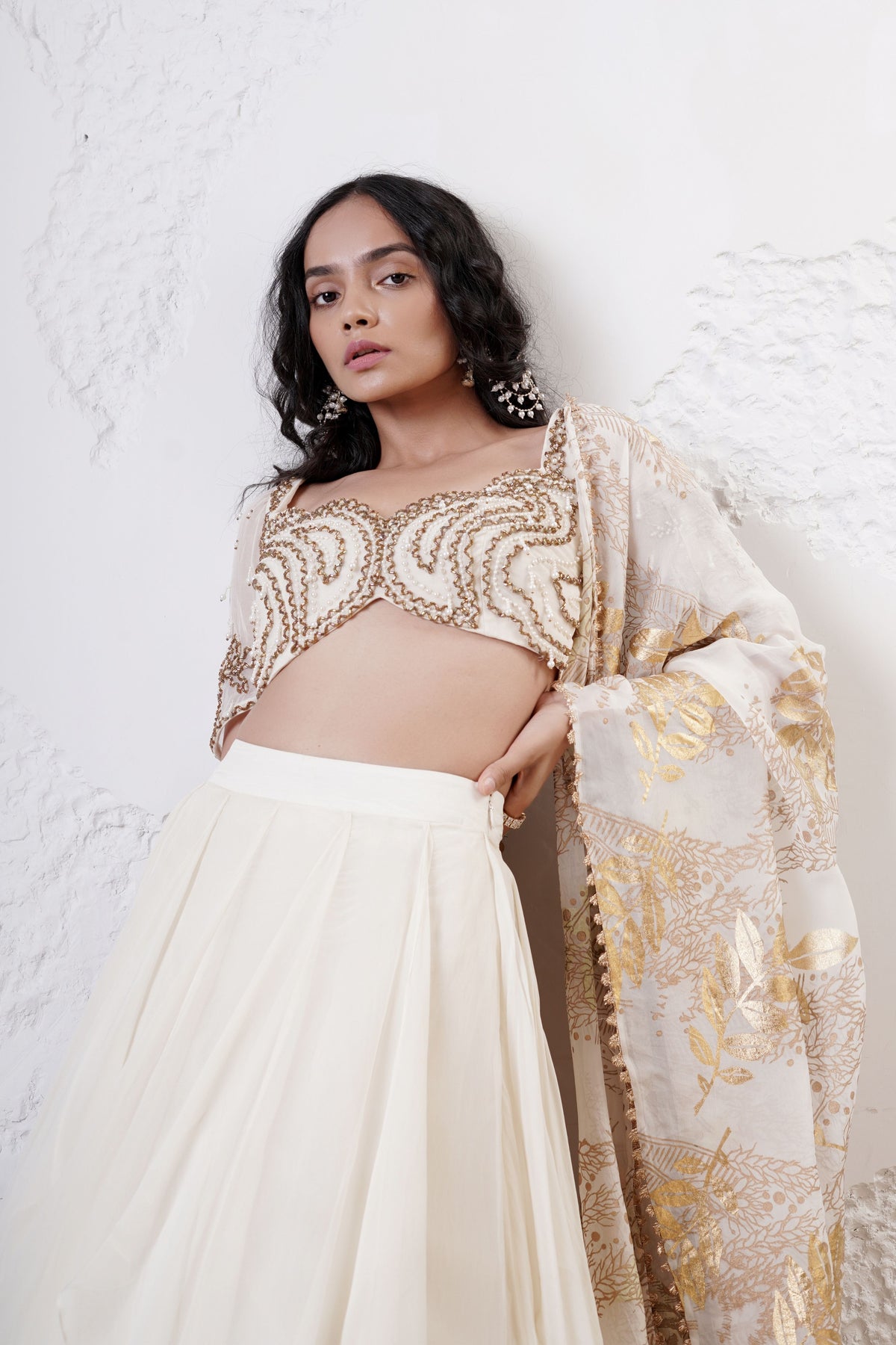 Ivory Foil Circular Lehenga set