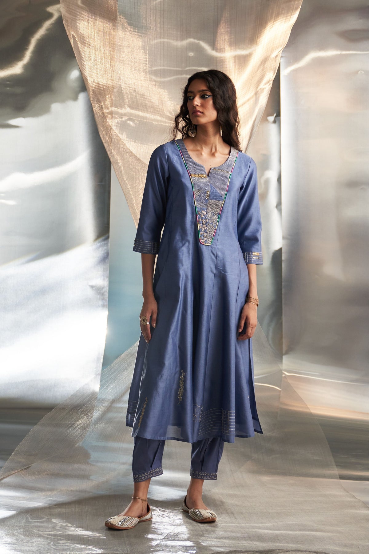 Blue Flared Kurta Set