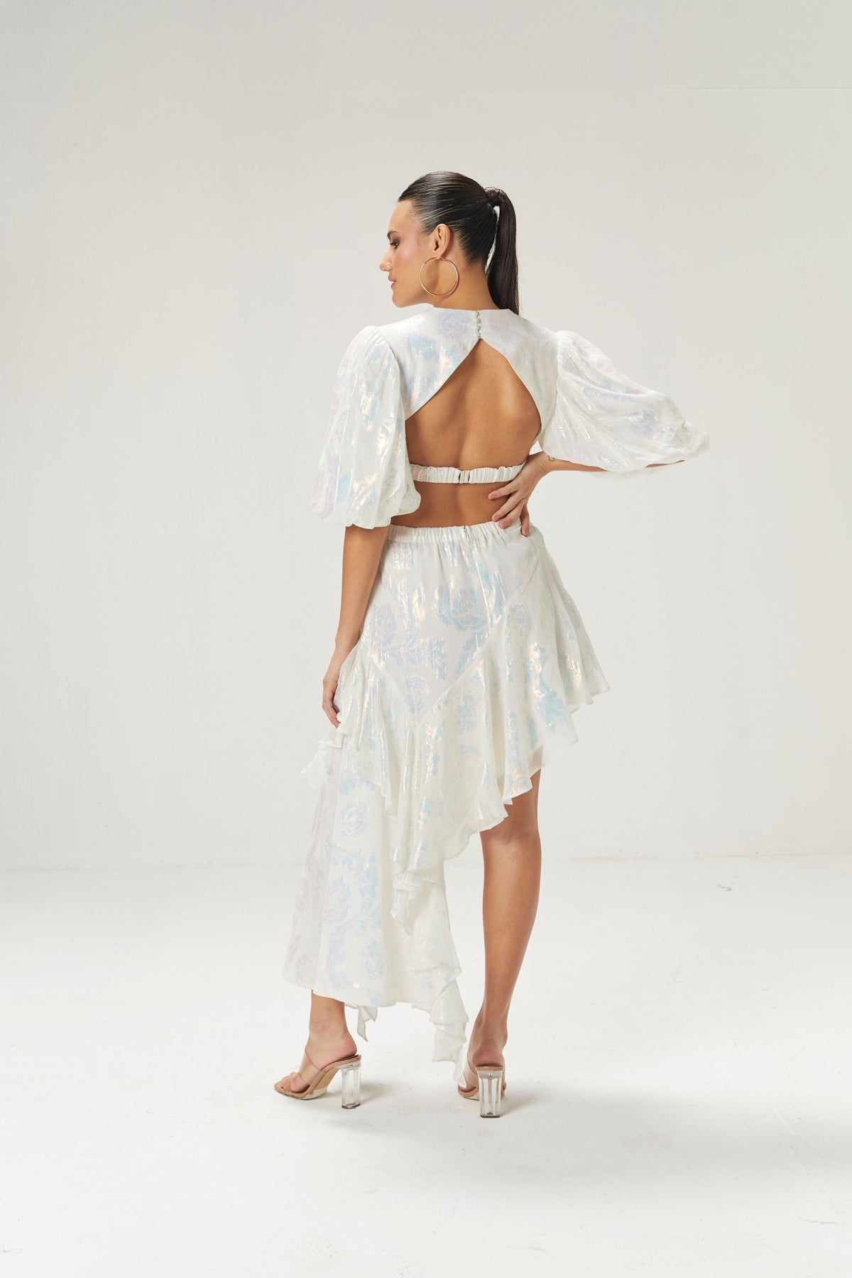 White Asymmetric Backless Dress