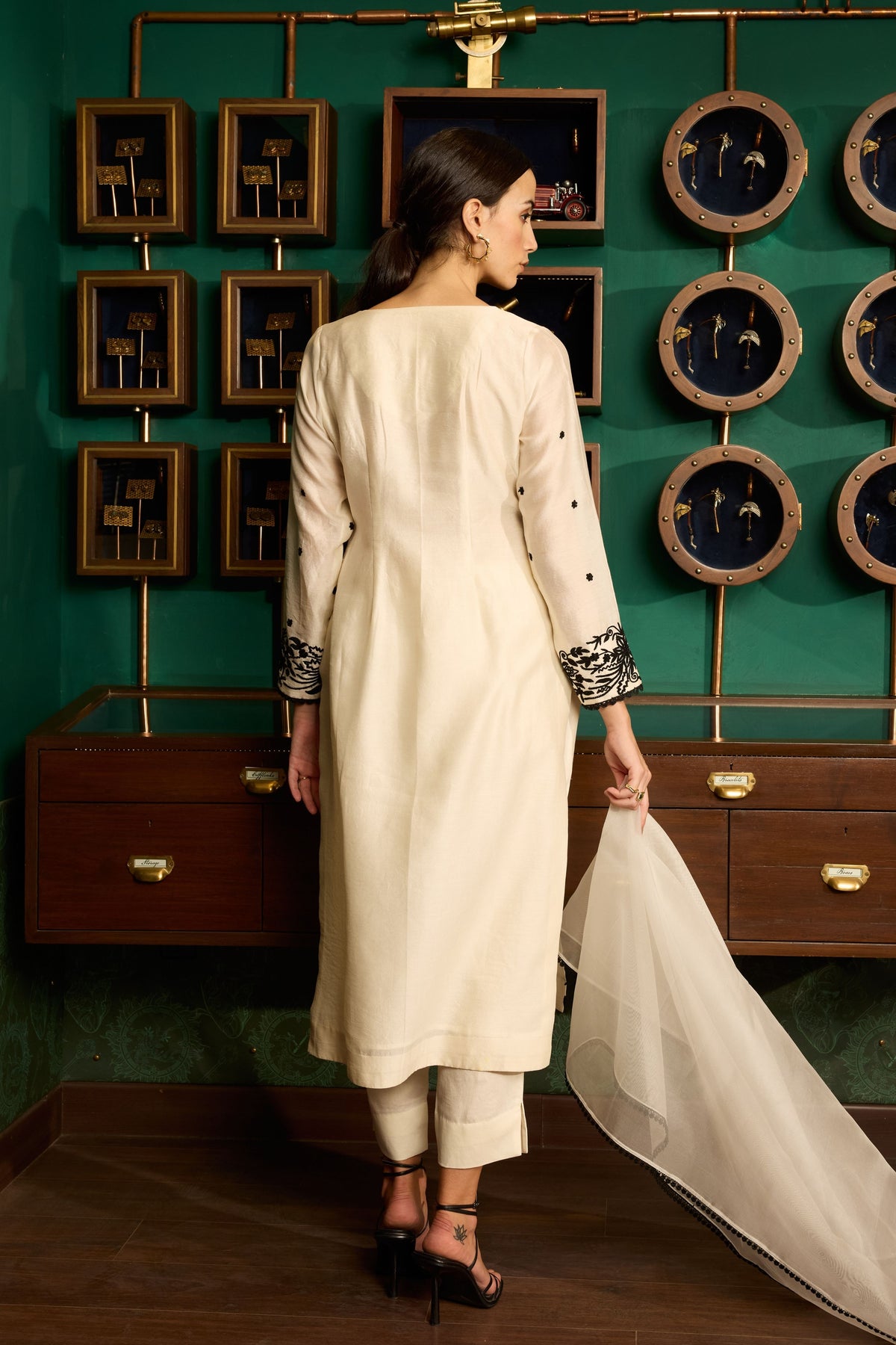 Off-white Embroidered Kurta Set