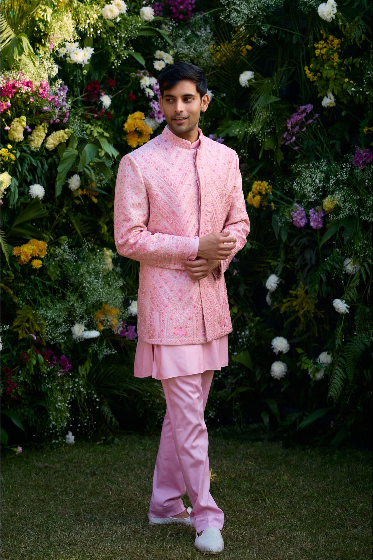 Coral Pink Bandhgala Set