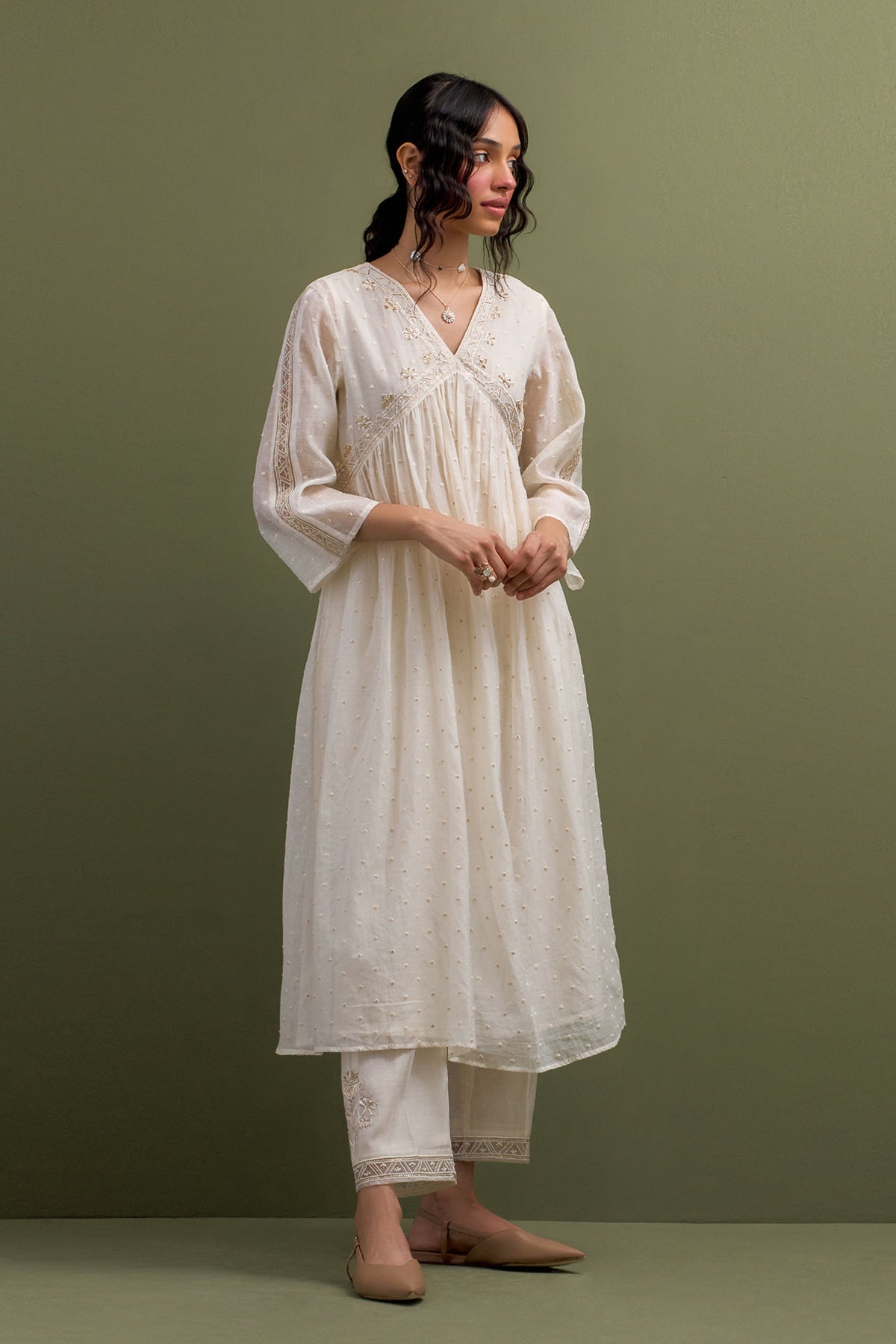 Ivory Gather Kurta Set