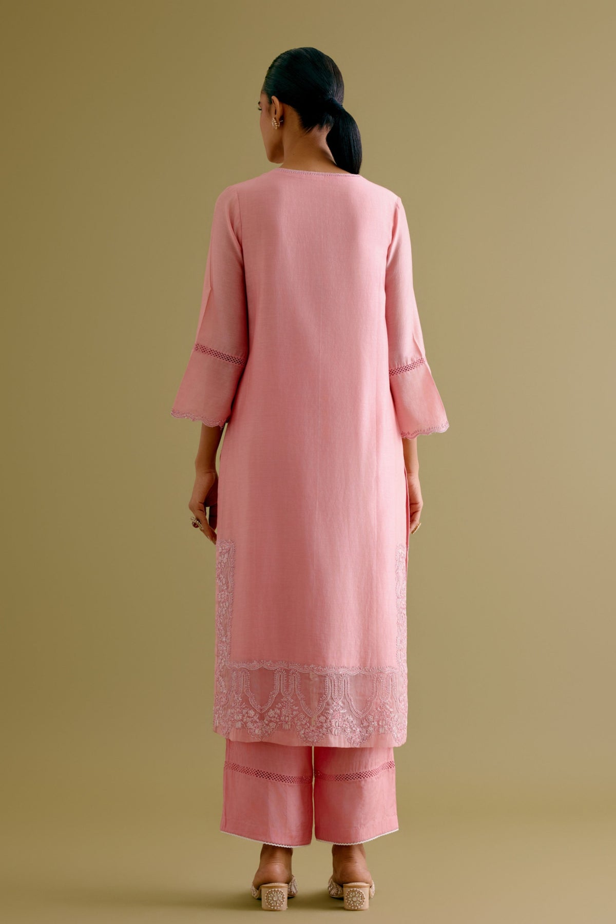 Pink Sequins Kurta Set