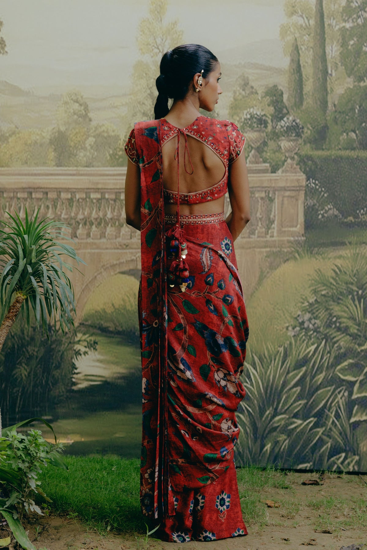 Ruby Red Pre Draped Saree