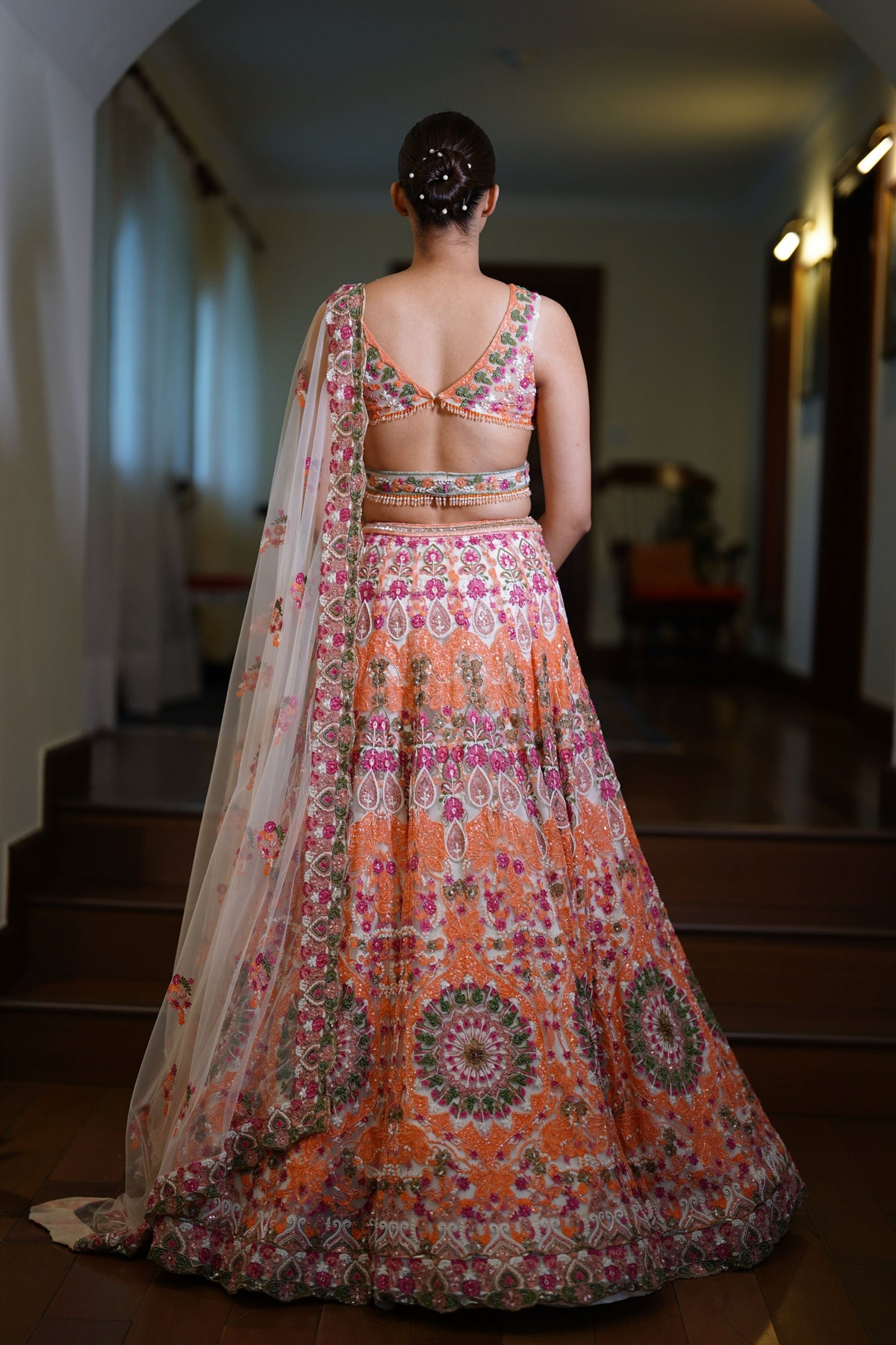 Multi-coloured Resham Dori Lehenga