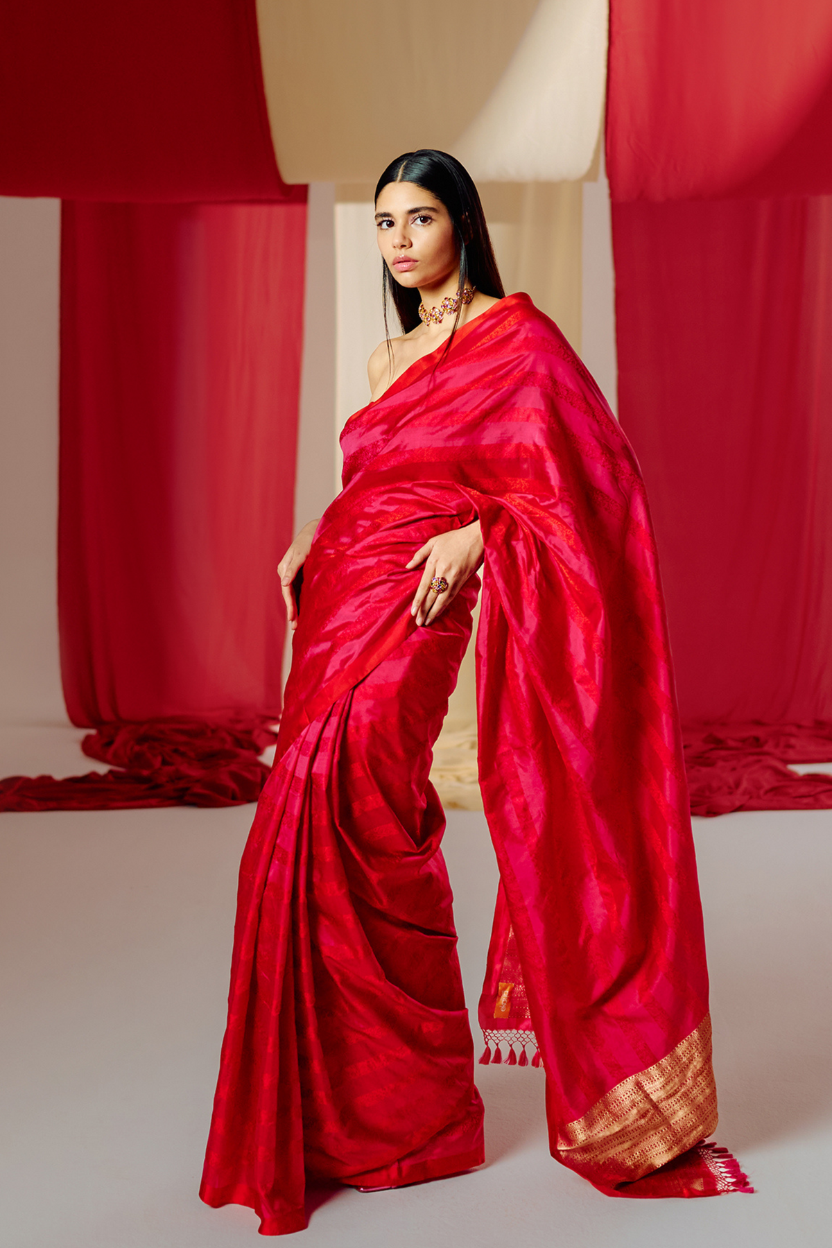 Handwoven Red Silk Saree