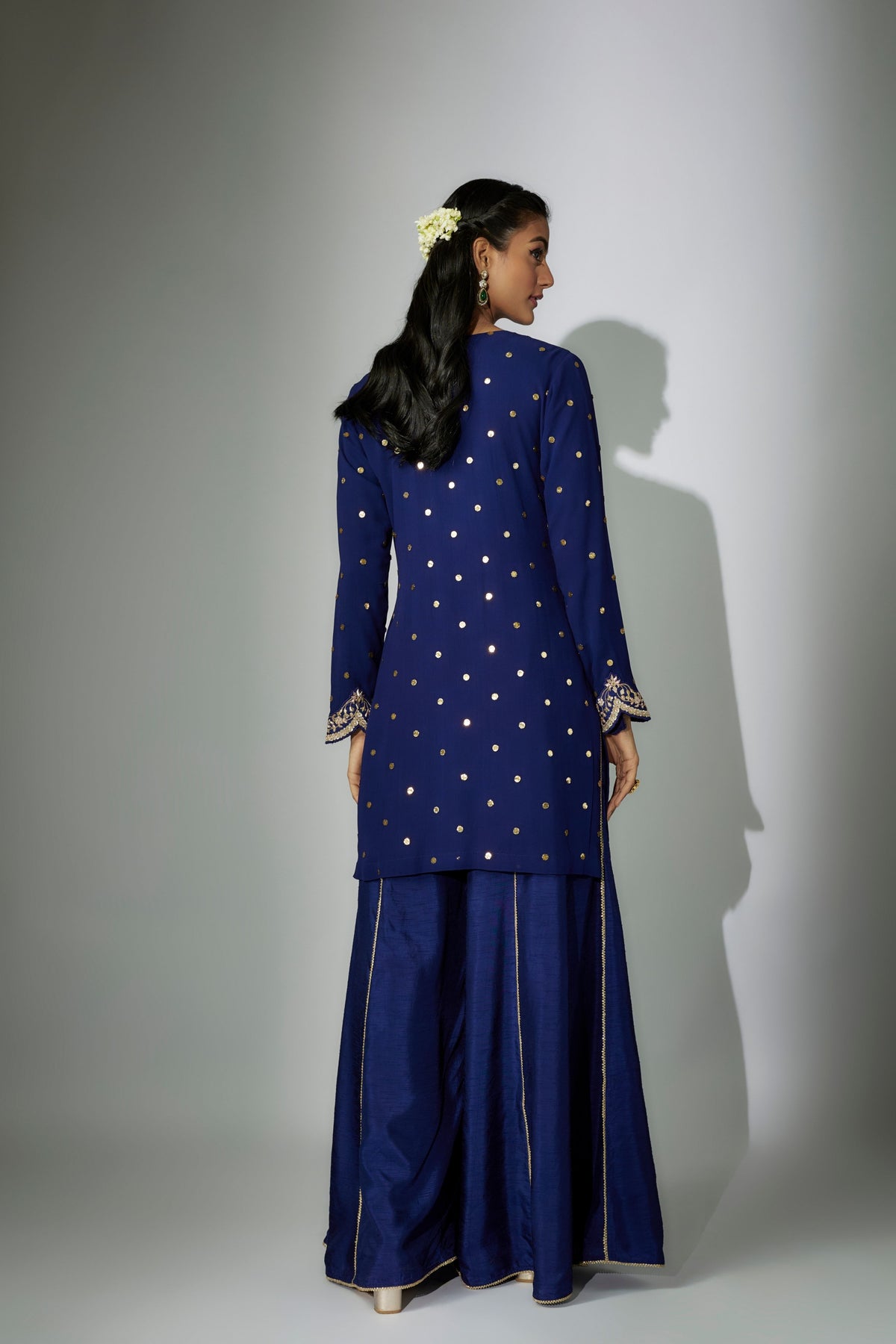 Royal Blue Embroidered Sharara Set