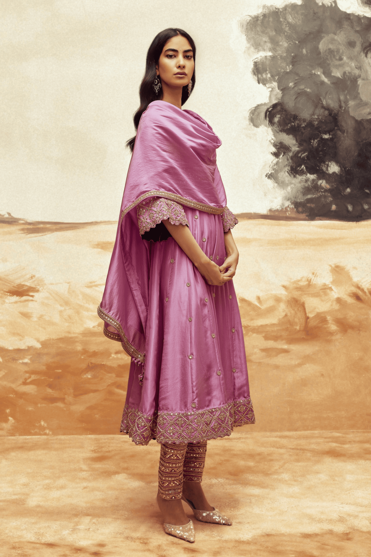 Johari Lilac Anarkali Set