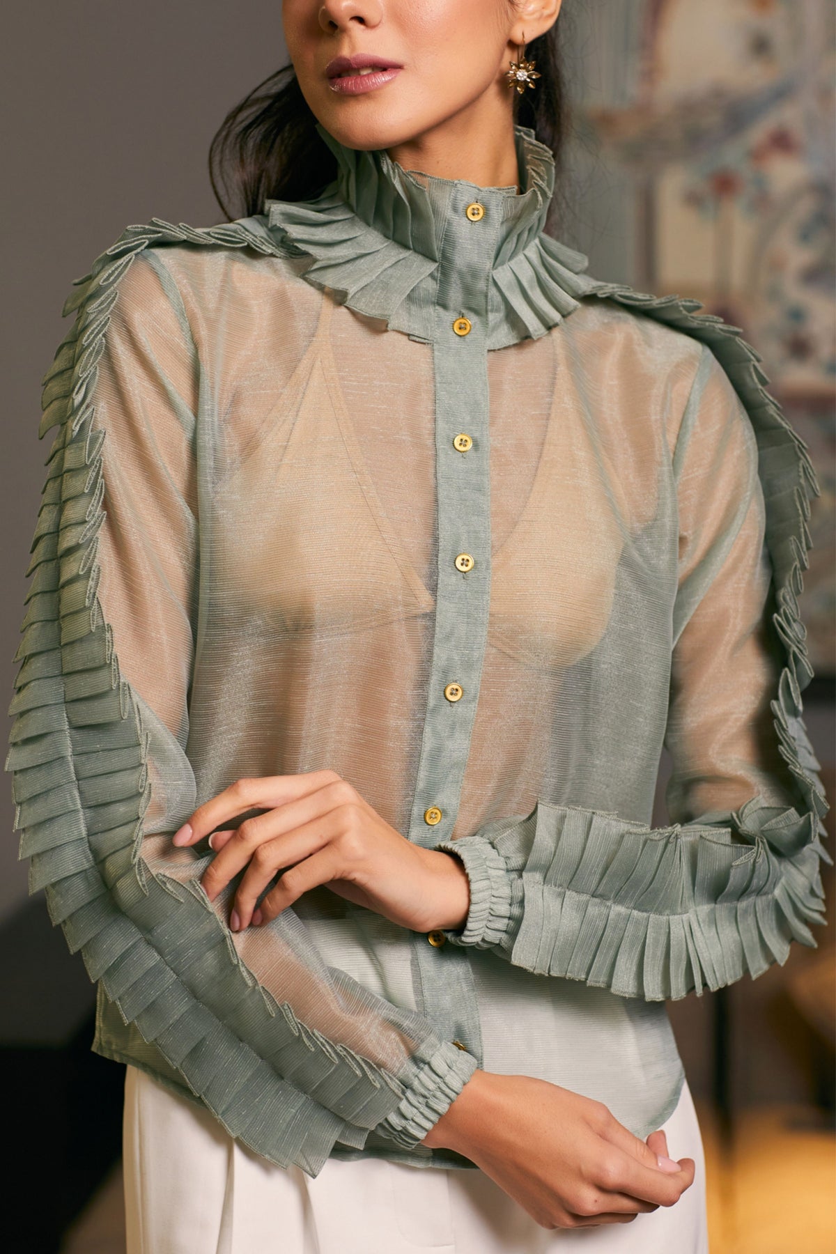 Moss Pleated Shirt