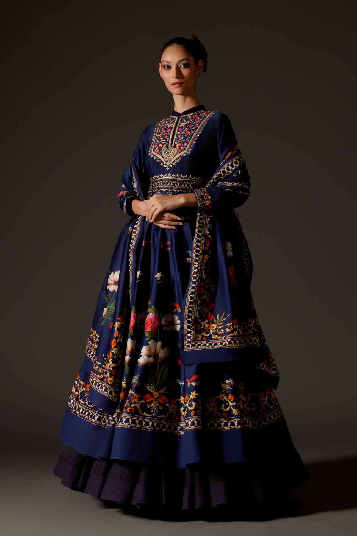 Indigo Chanderi Anarkali Set