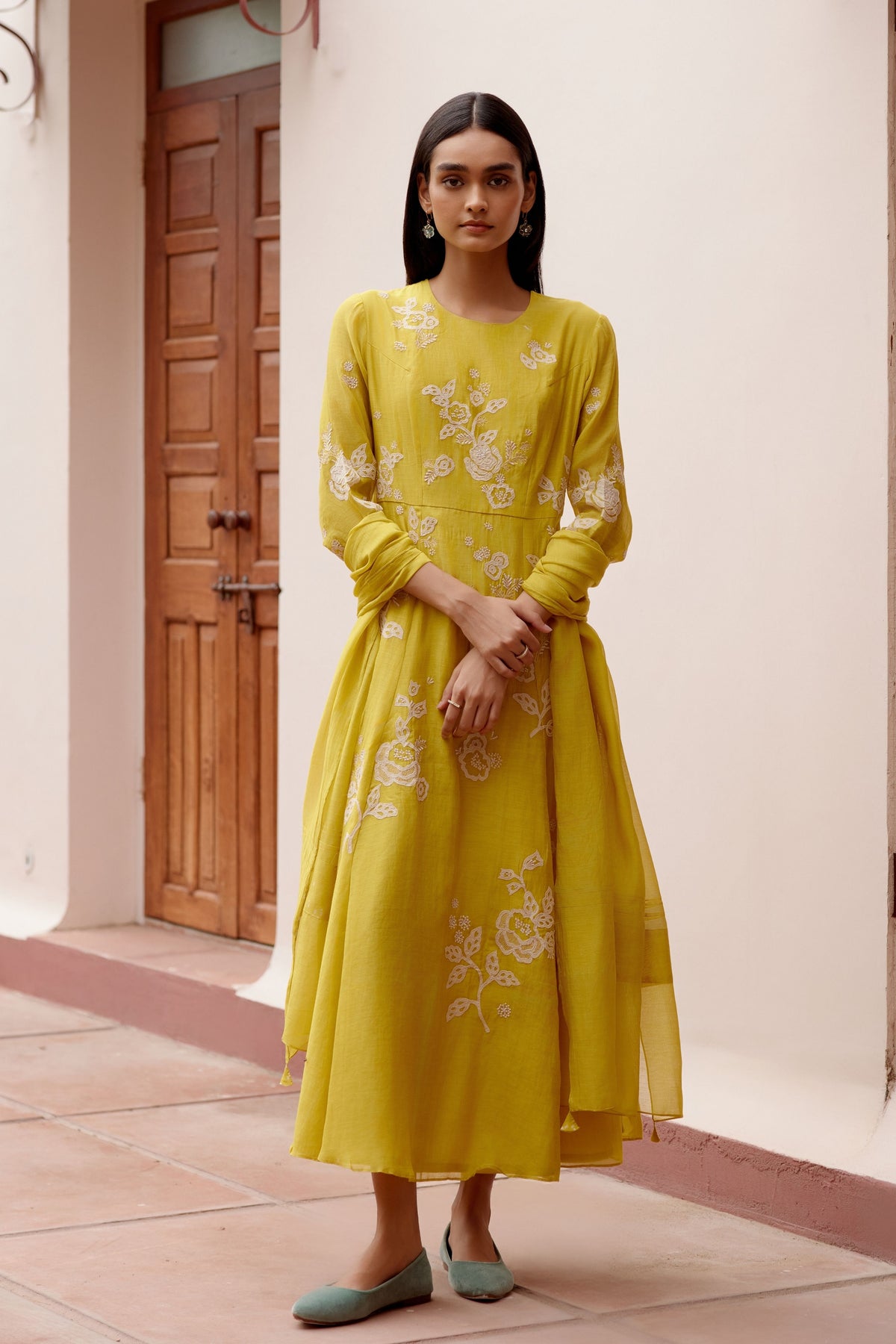 Citrine Floral Anarkali set