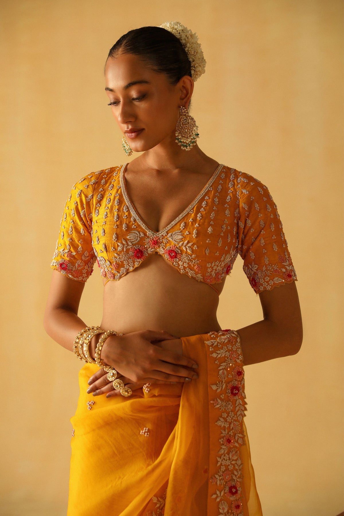 Mustard Afsa Saree Set