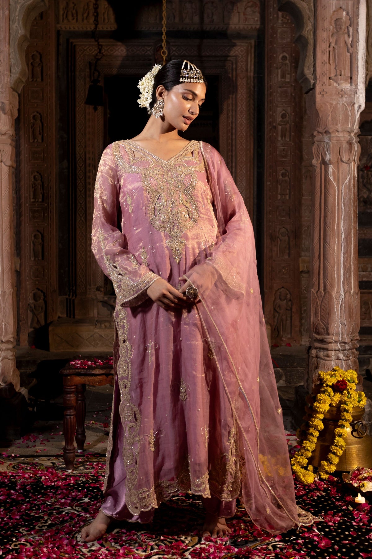 Pink Kurta Palazzo Set