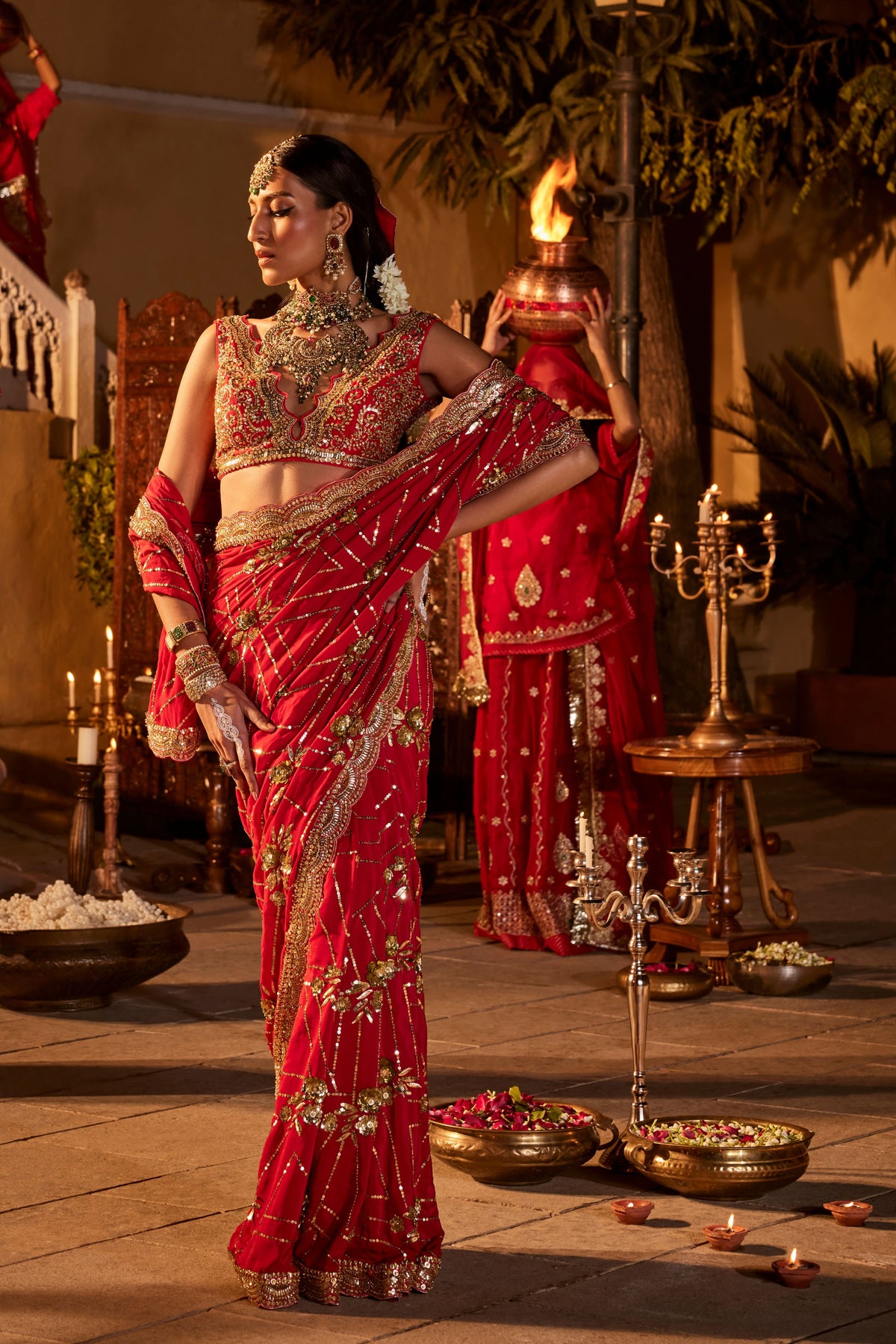 Red Dezee Saree Set