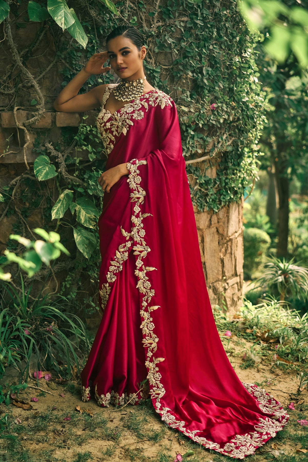 Crimson Red Saree Set