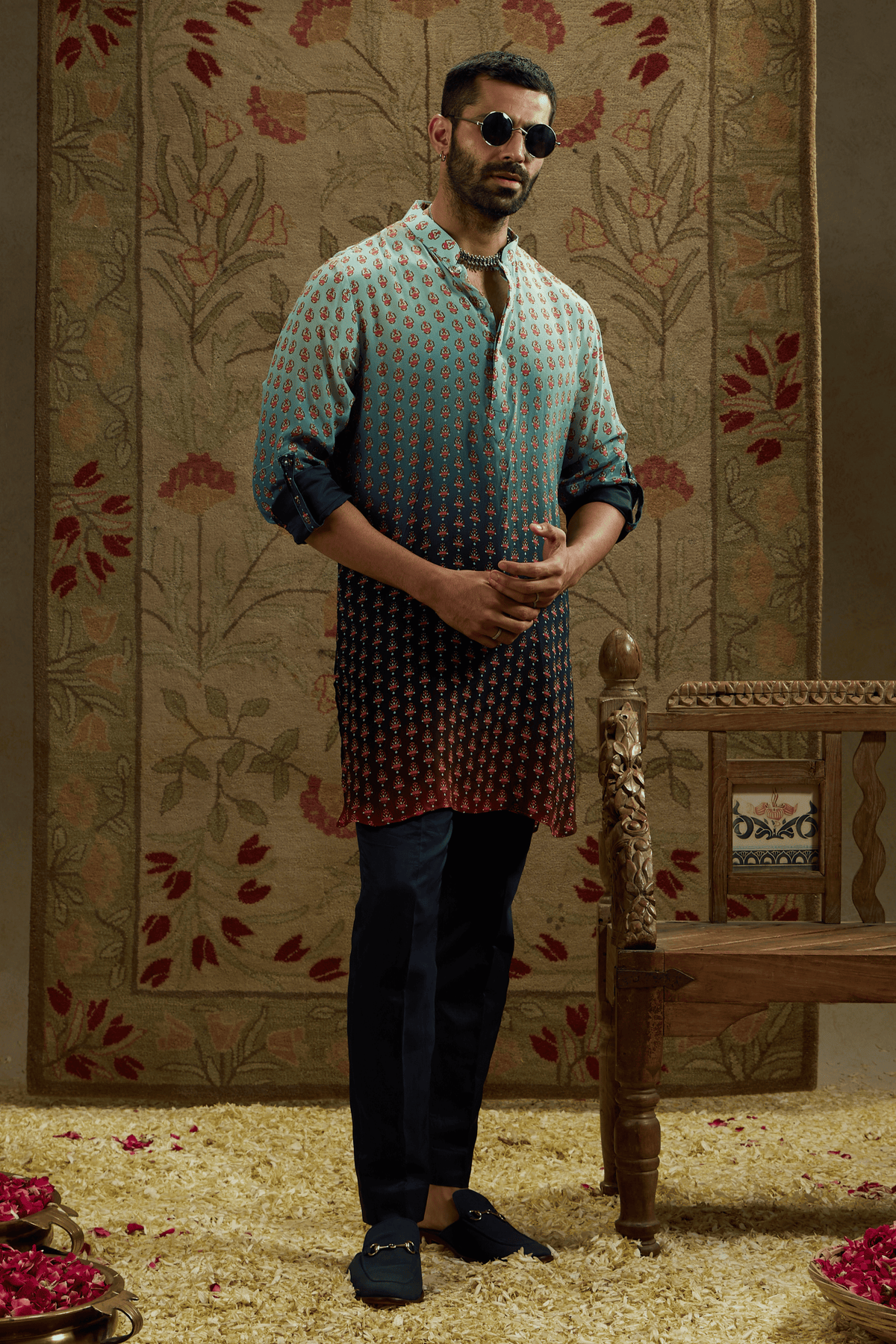 Printed Rolled up Sleeves Kurta