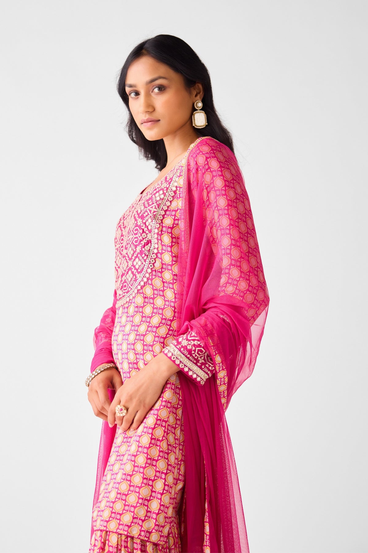 Rani Pink Embroidered Sharara Set