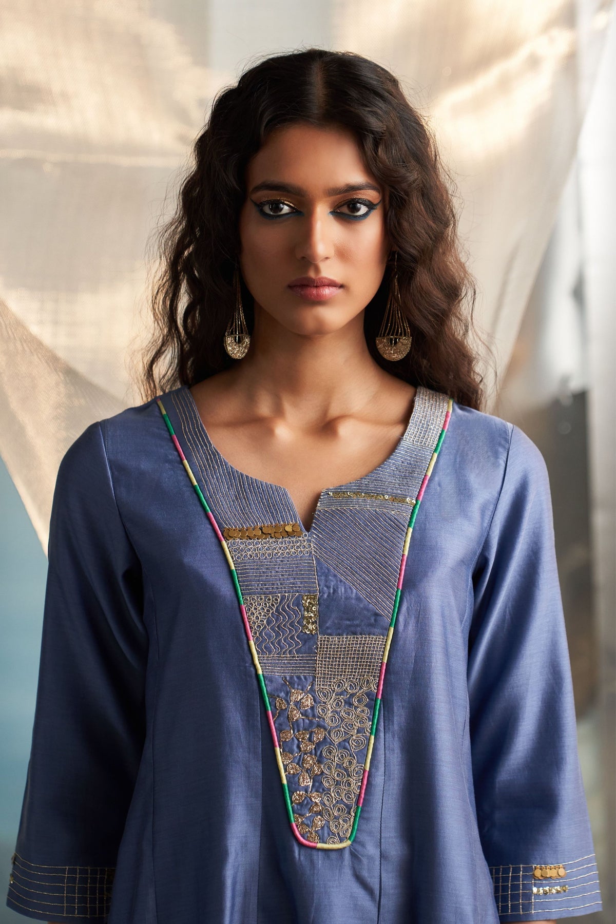 Blue Flared Kurta Set