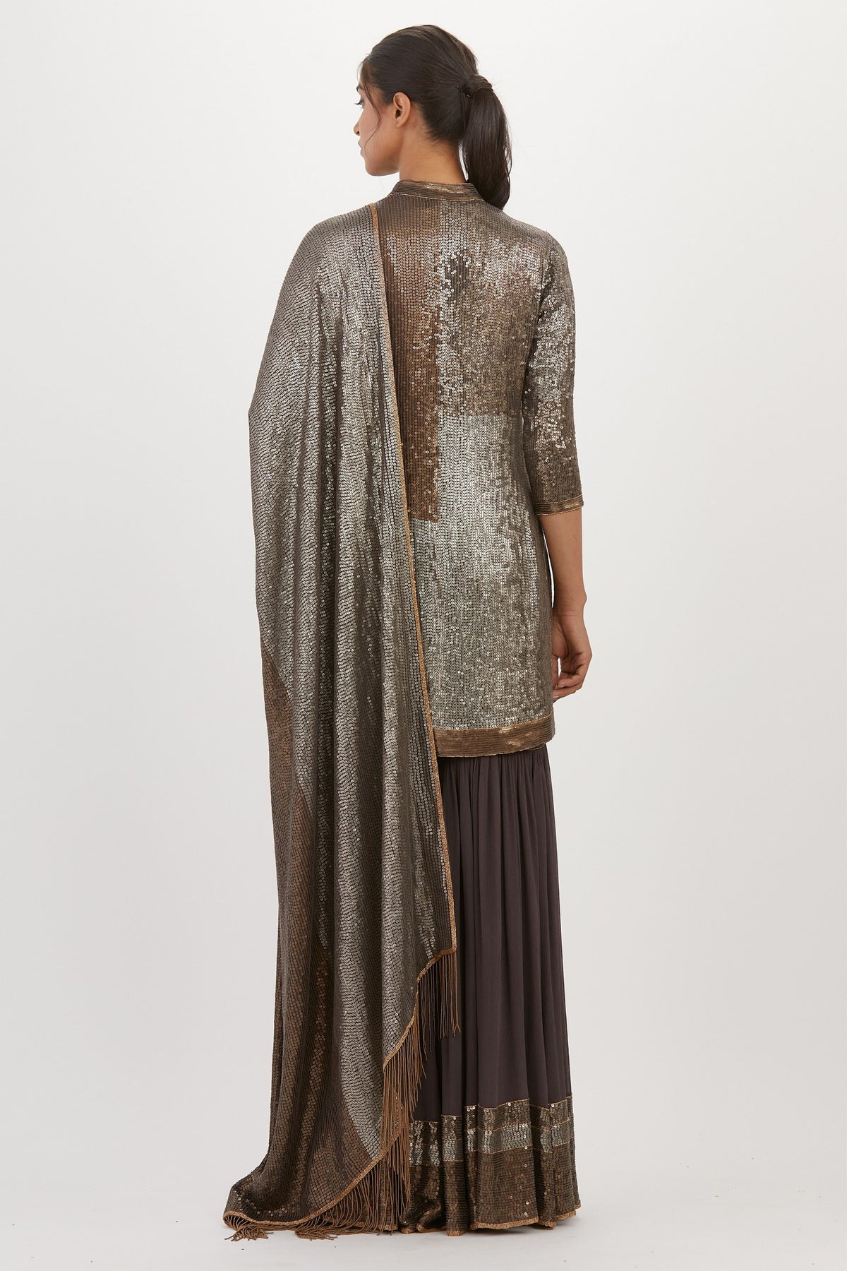 Charcoal Sequins Sharara Set