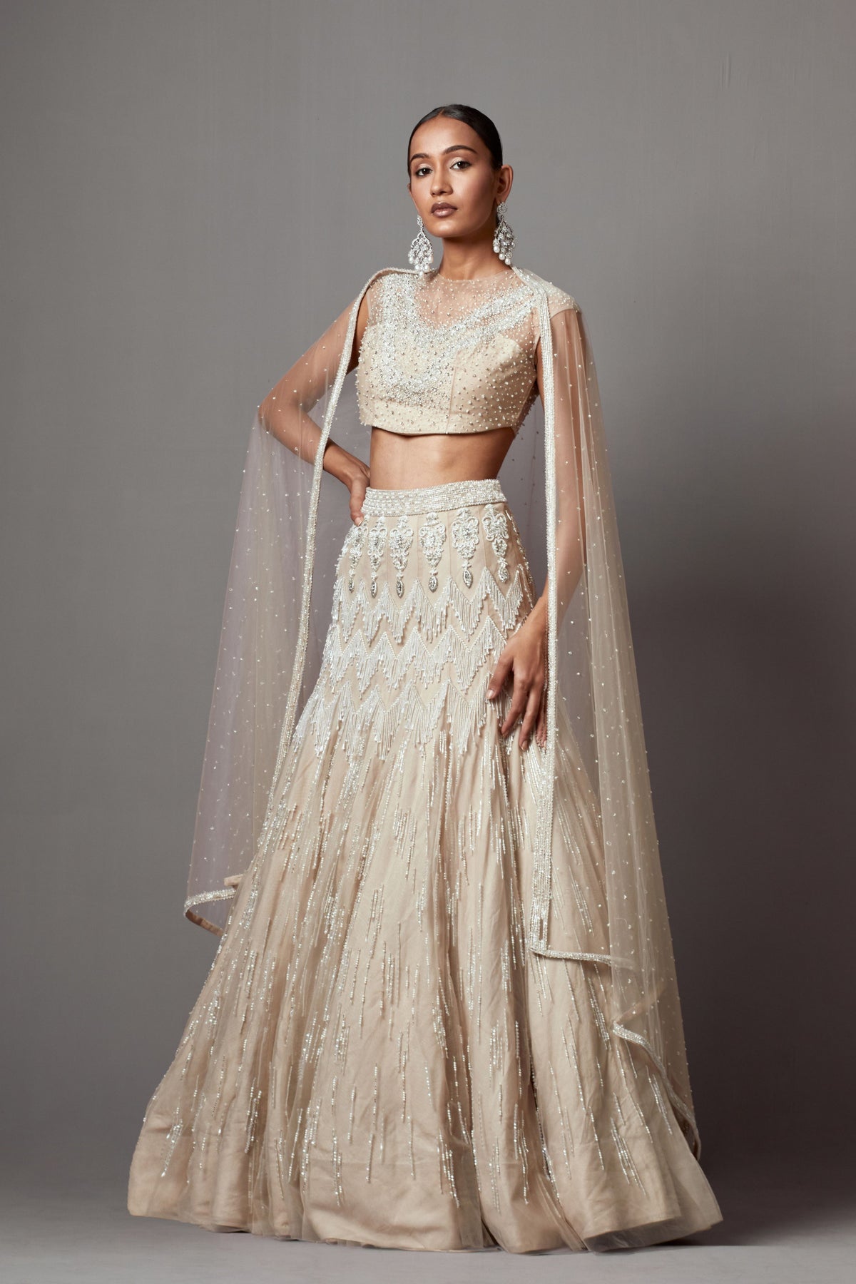 Latkan Greige Lehenga Set