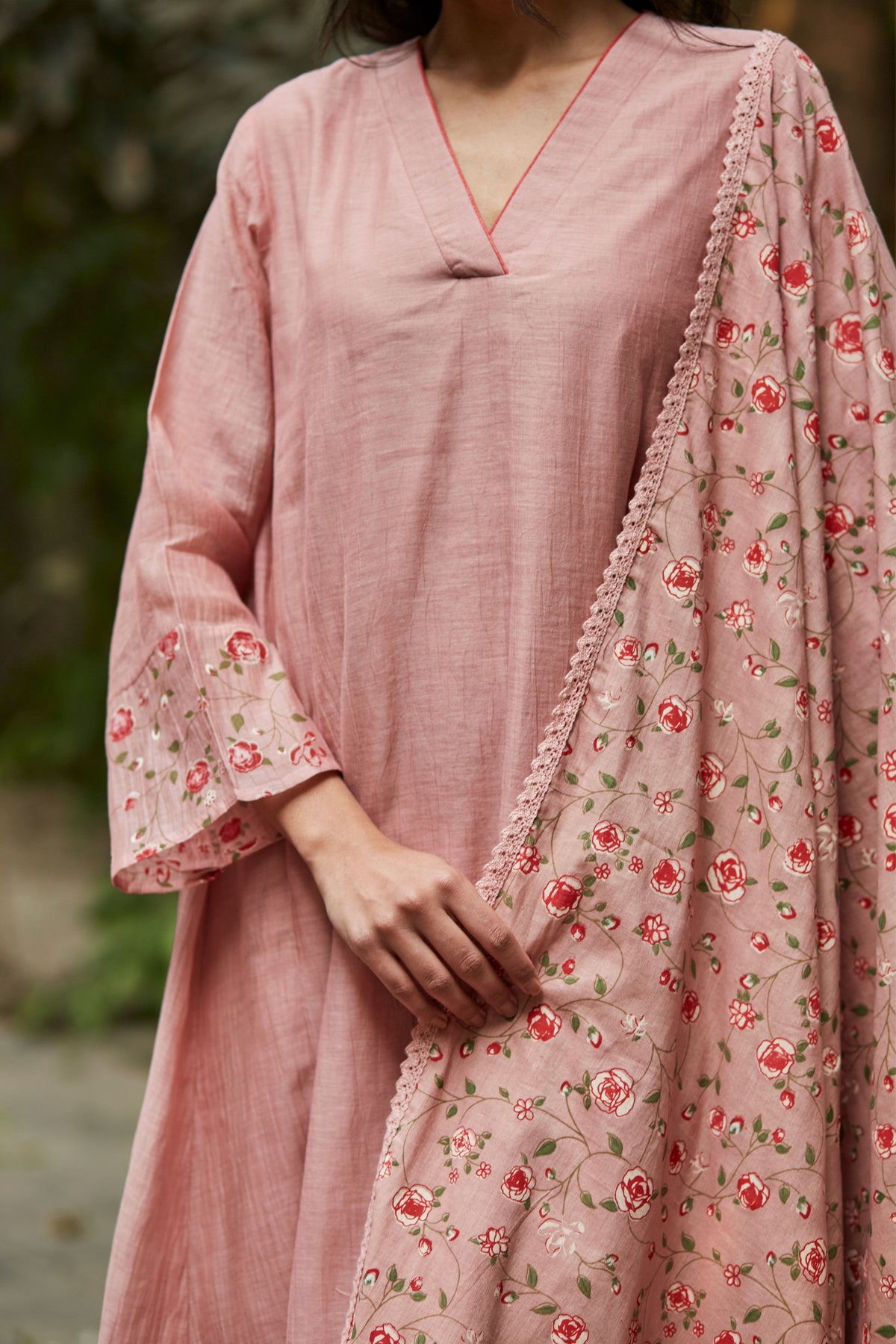 Hand Block Print Pink Kurta Set