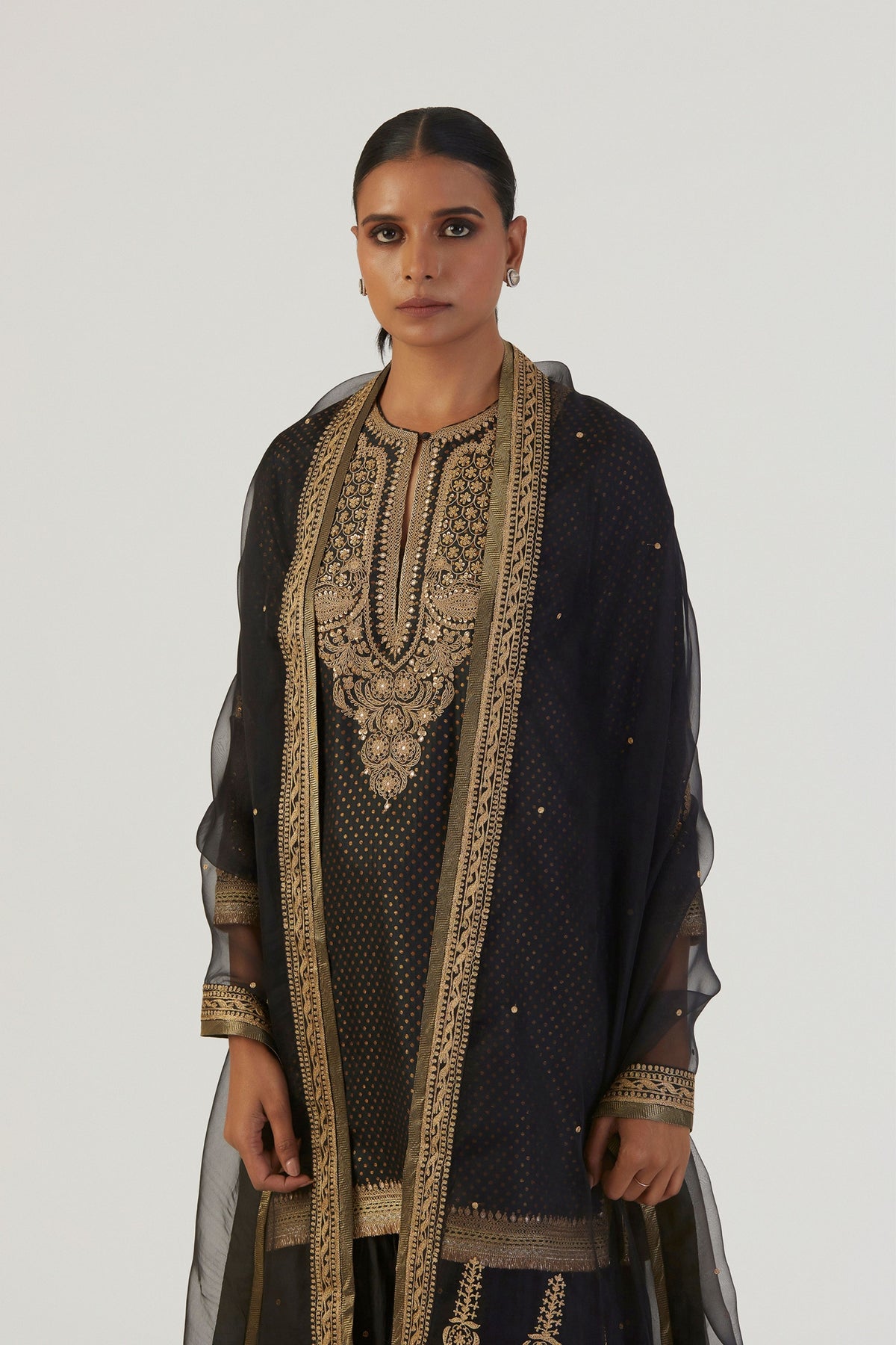 Aza Black Kurta and Sharara