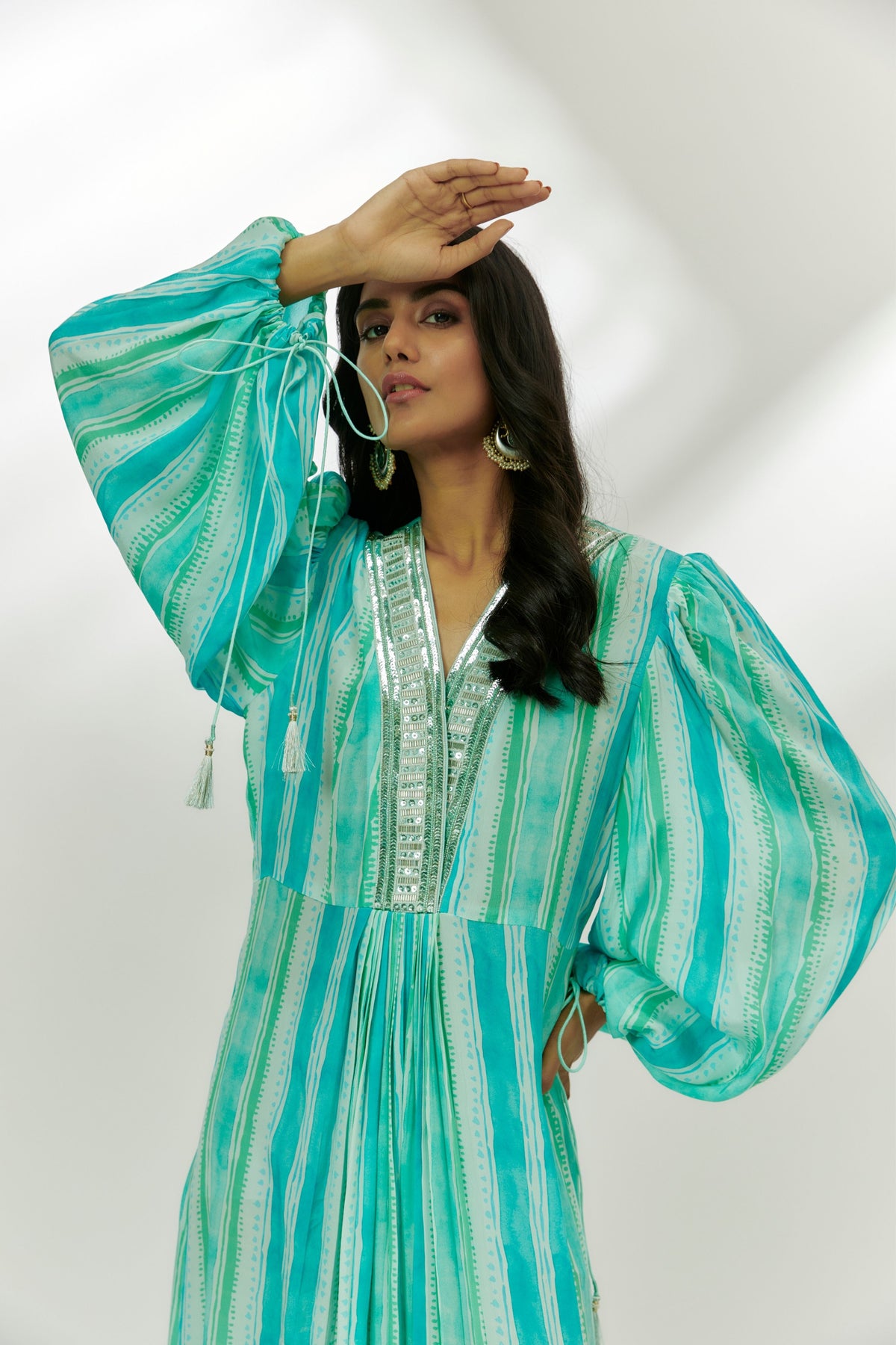 Cyan Blue Printed Maxi Dress