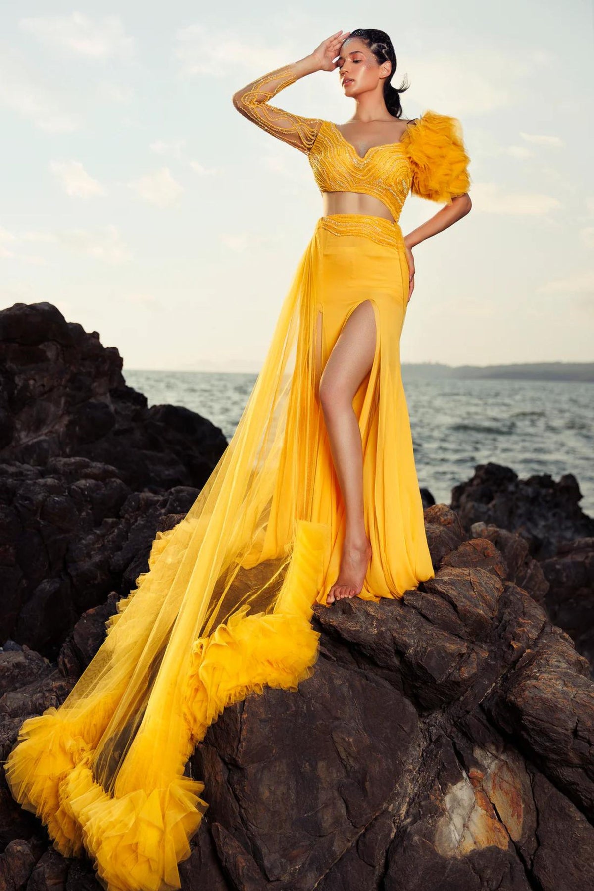 Sunrise Yellow Beaded Gown