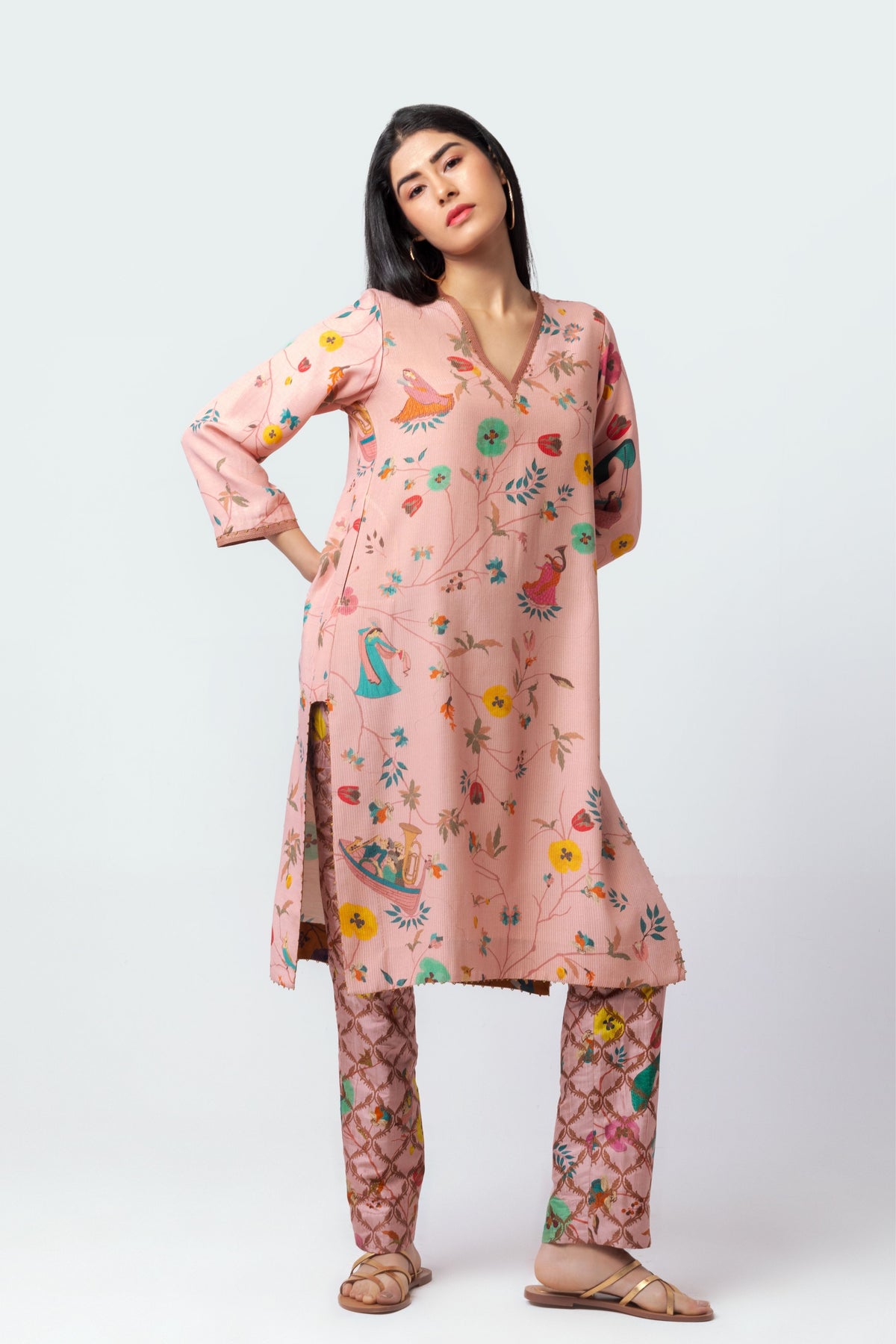 Atharv Peach Kurta