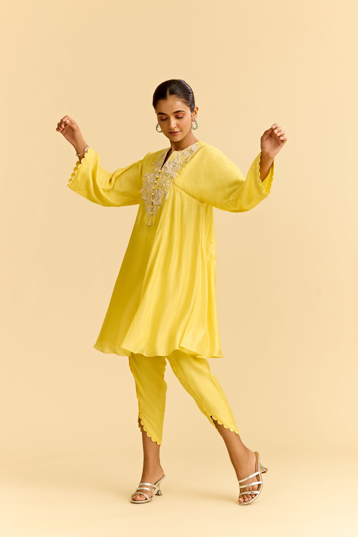 Yellow Flared Kurta Set