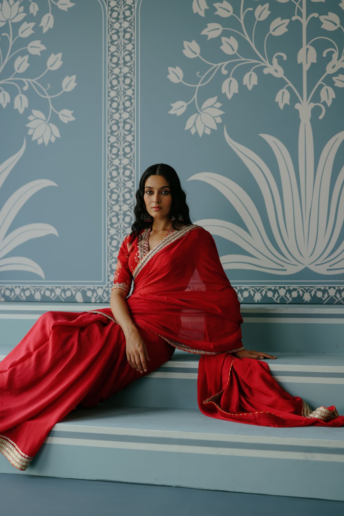 Red Anisha Saree Set