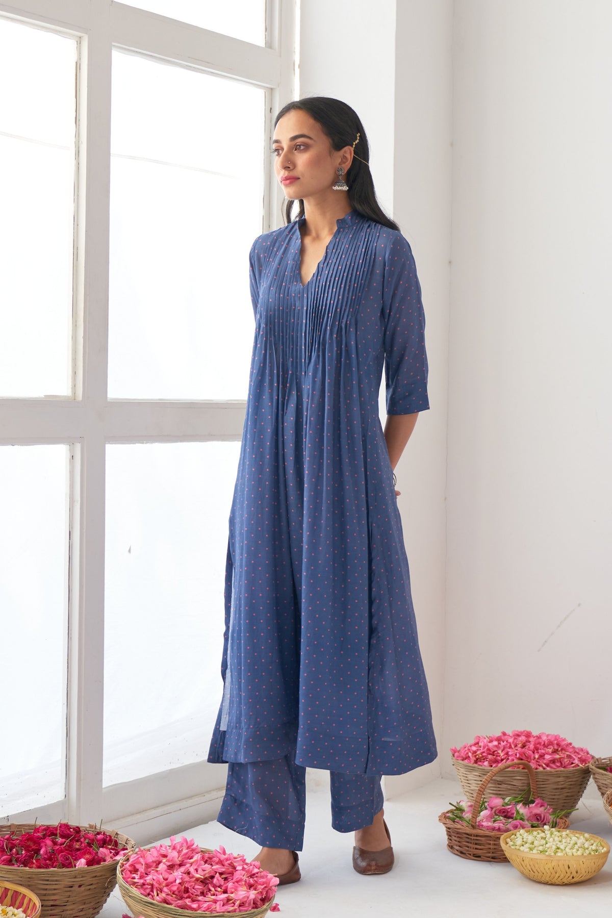 Blue Peony Kurta Palazzo